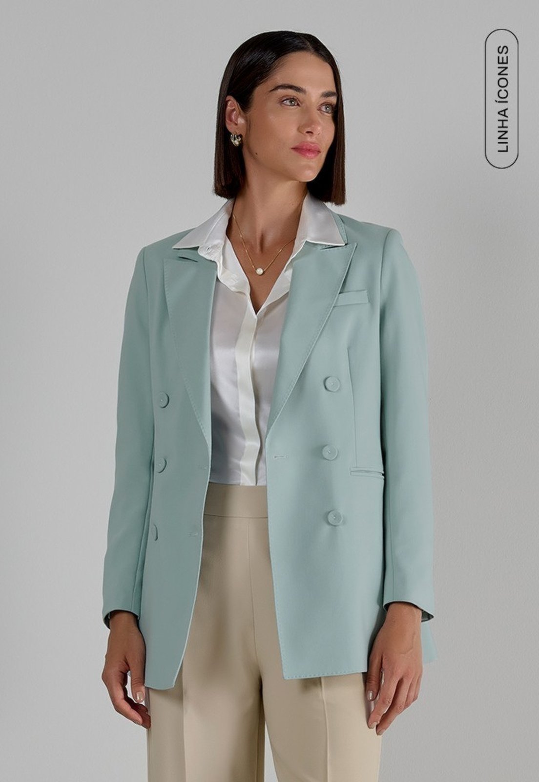 Blazer Transpassado Verde Água Flayca
