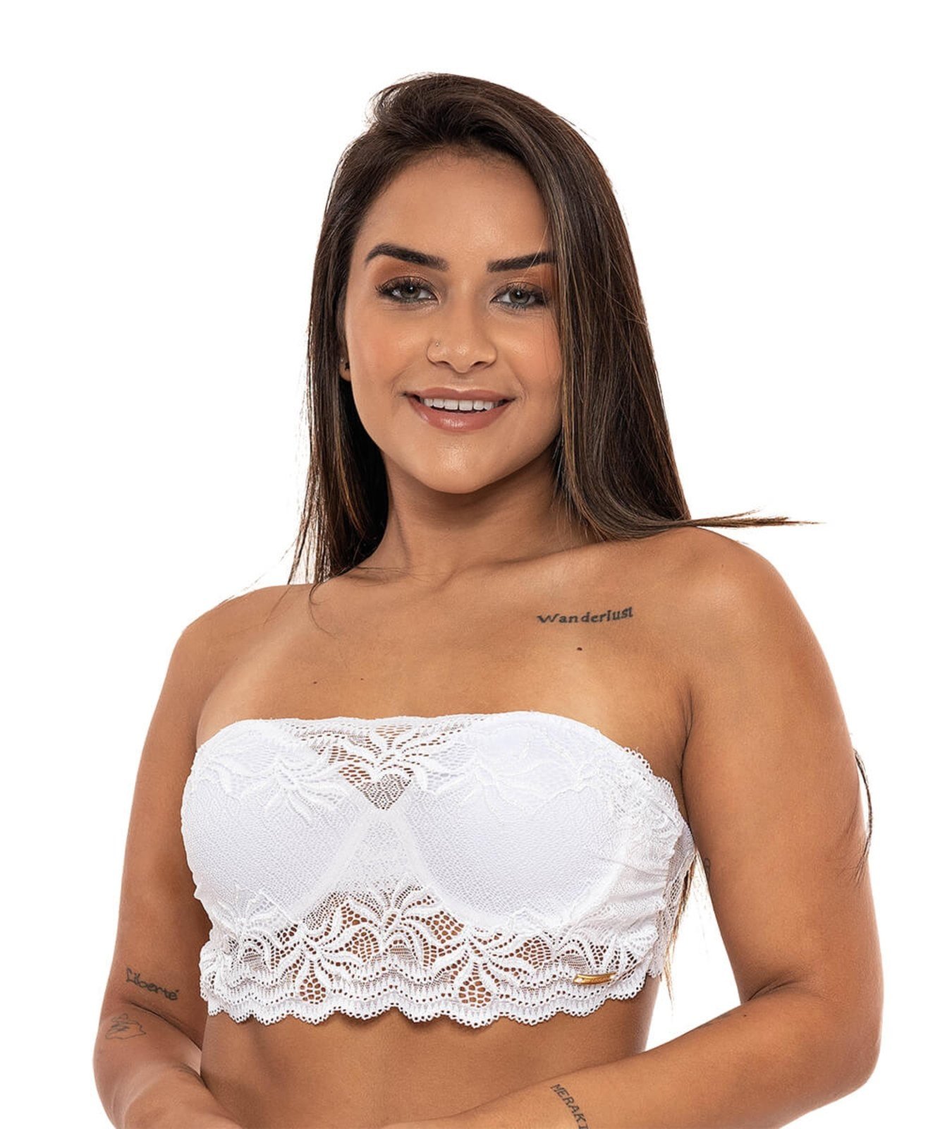 Sutiã IMI Lingerie Em Renda Sem Alça Bustiê Branco