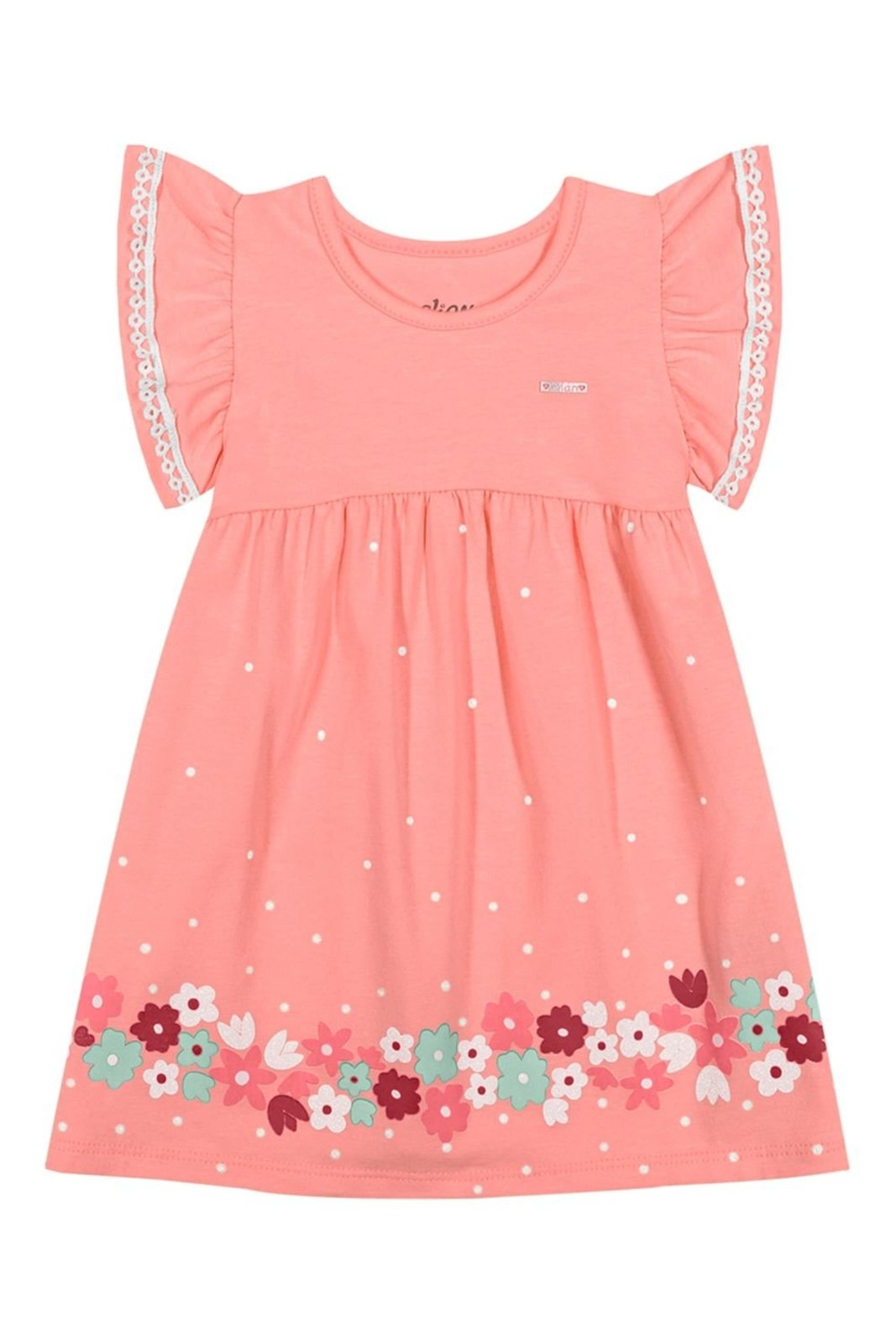 Infantil - Vestido Menina Barra Floral Elian Rosa