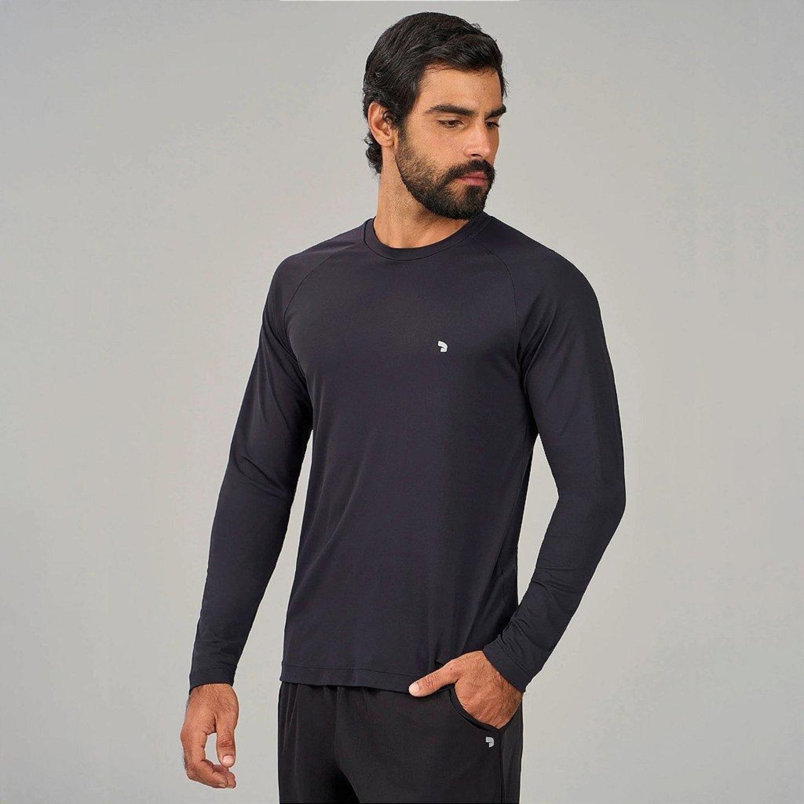 Camiseta Alto Giro Eterna Manga Longa UV OU26 Preto Preto