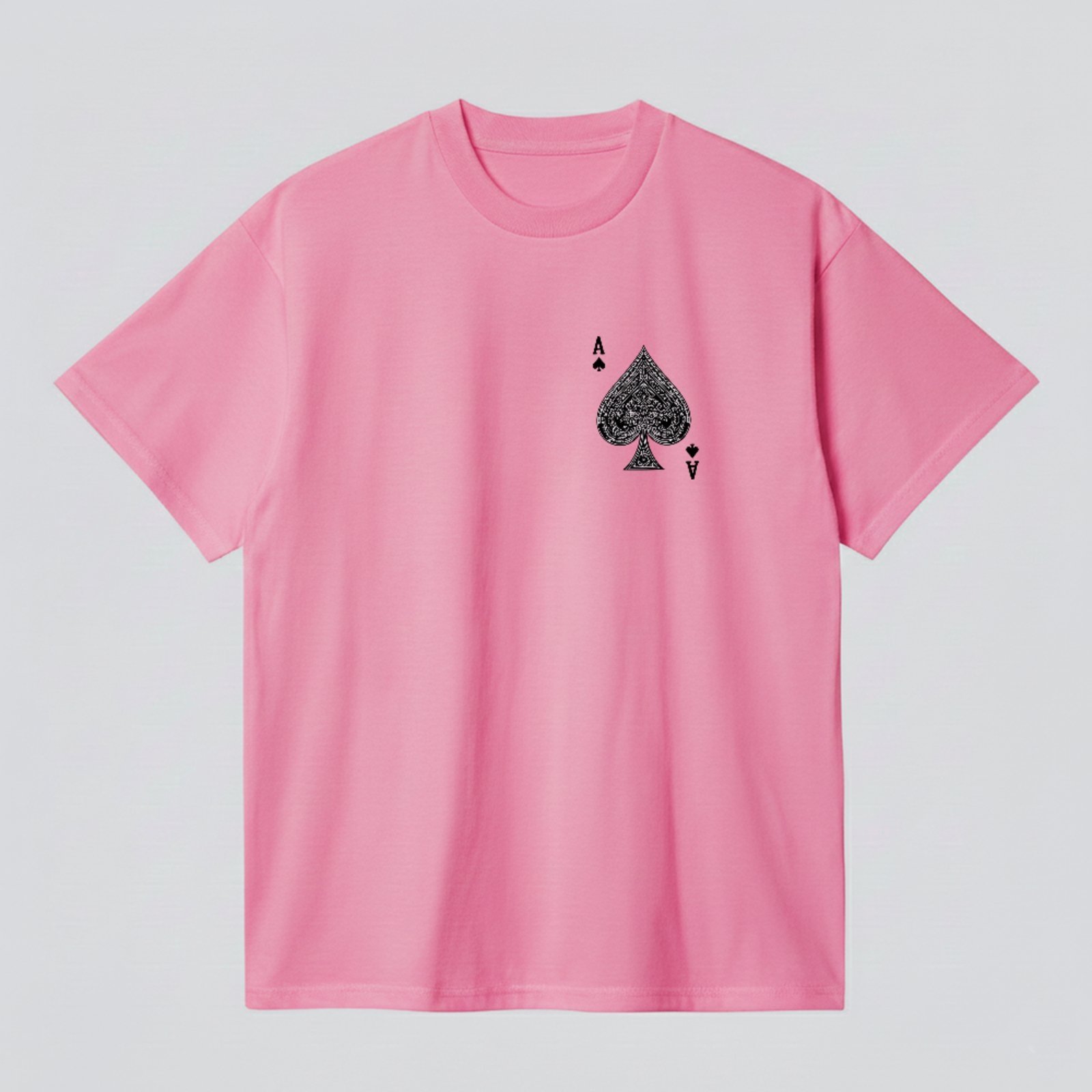 Camiseta Básica Ás Espadas Carta Baralho Unissex Rosa