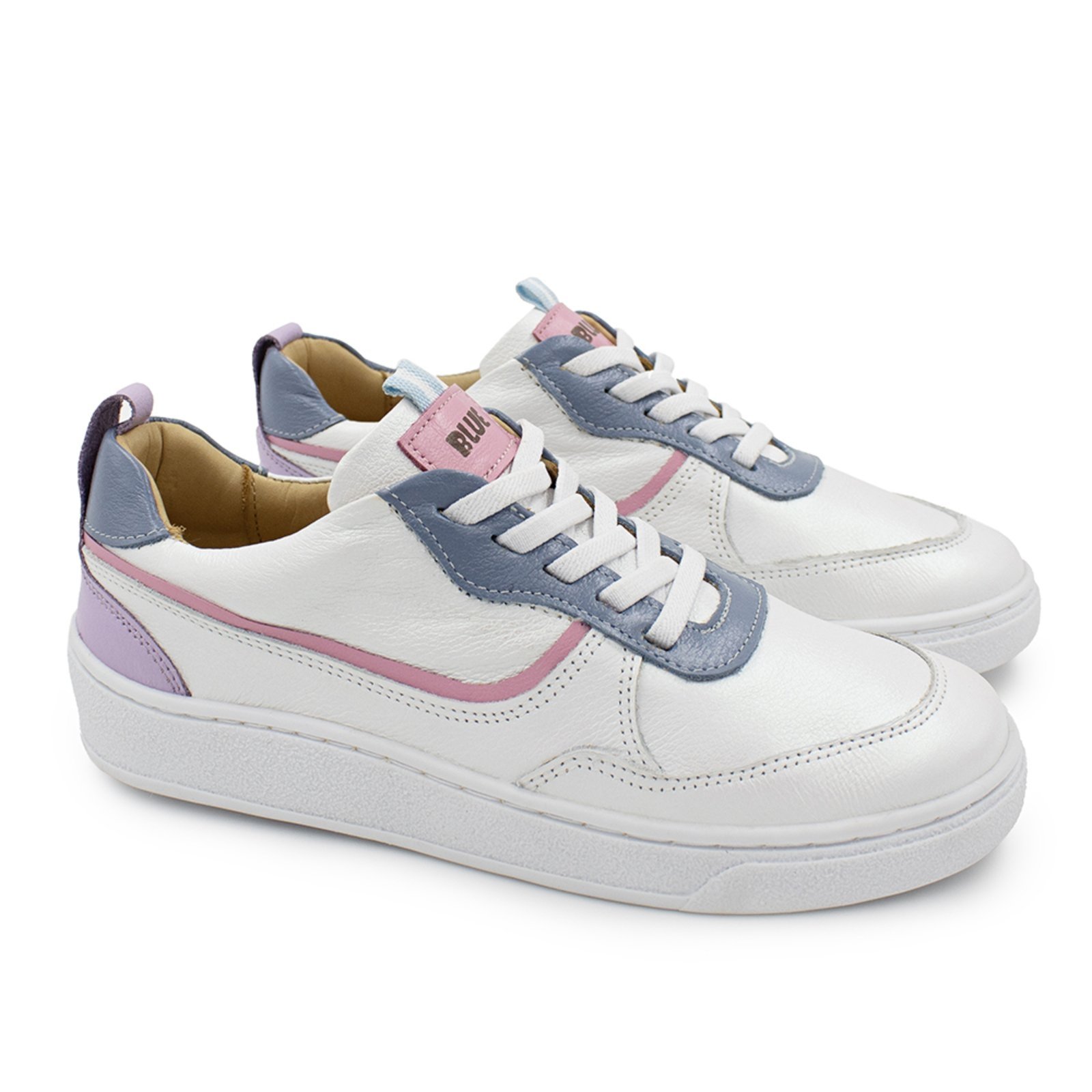 Vista 2 Infantil - Tênis Menina Blue Antonela Couro Pérola Blue Infantis branco blue Blue Infantis branco blue