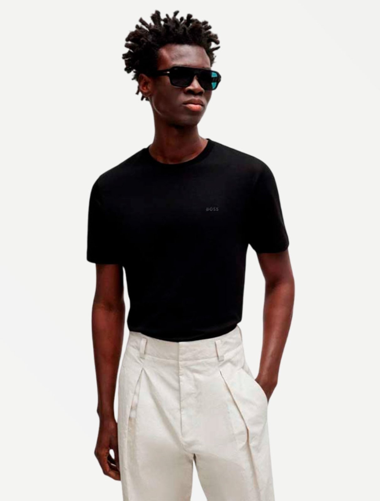 Camiseta Hugo Boss Masculina Regular Fit Thompson 01 Preta