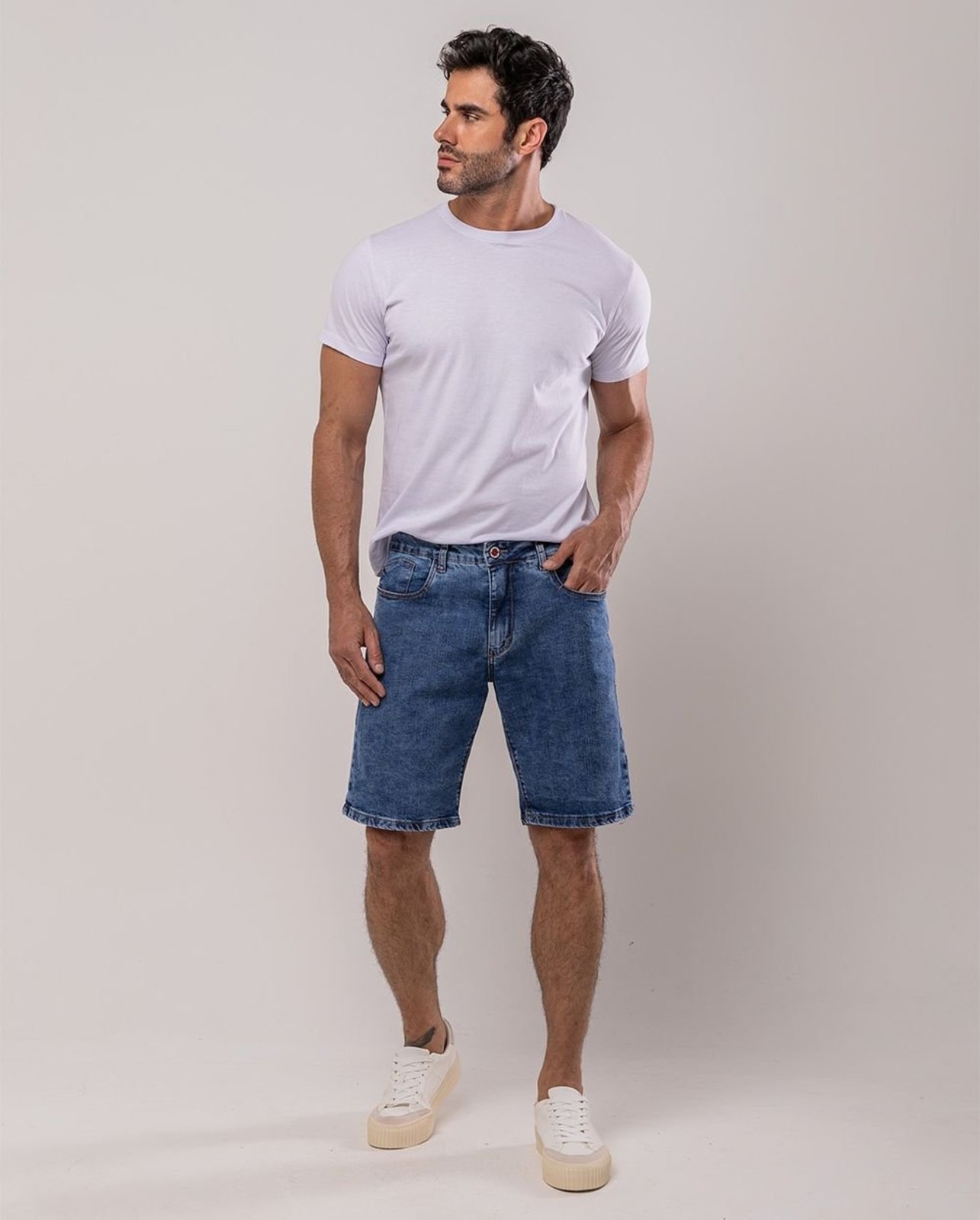 Bermuda Jeans Slim Fit Masculina 24642 Sky Consciência