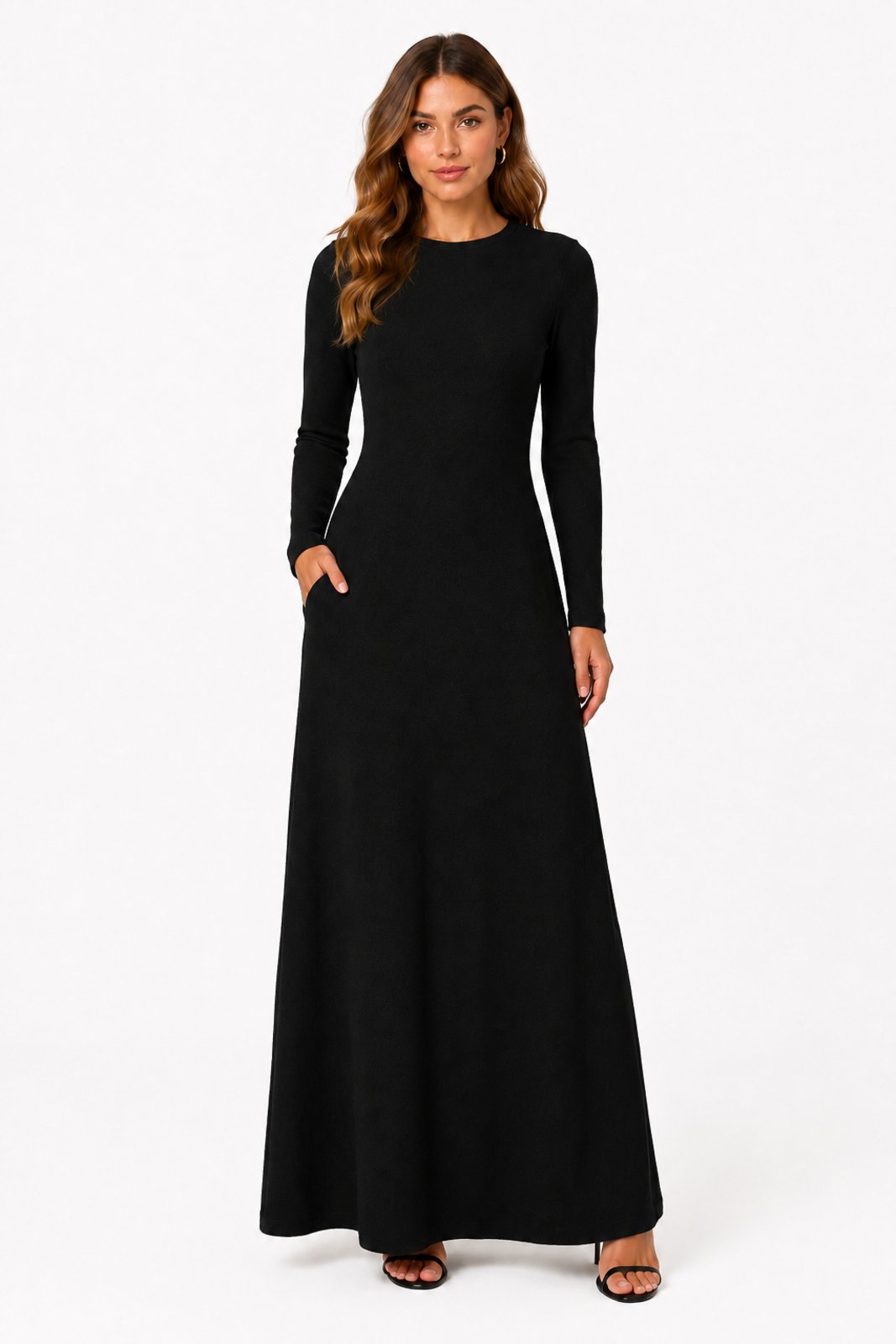 Vestido Longo D Bell Outlet Fashion Clássico Manga Longa Preto