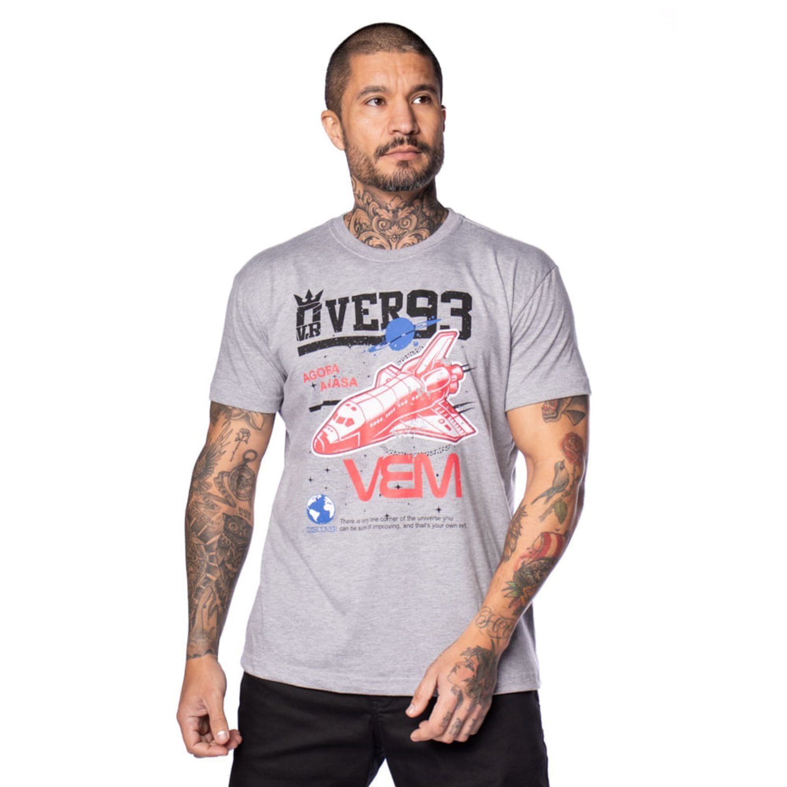Vista 2 Camiseta Masculina Over Surf Estampa Nasa cinza Over Surf cinza