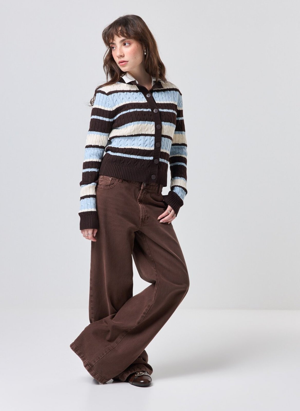 Calça Sarja Cintura Baixa Wide Leg