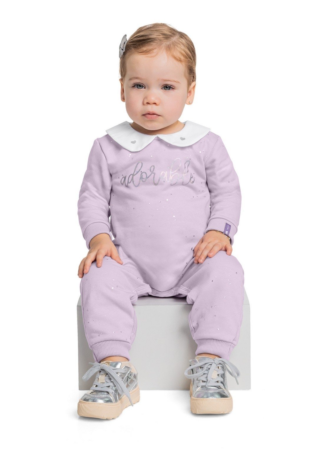 Infantil - Macacão com Glitter para Menina Quimby Roxo