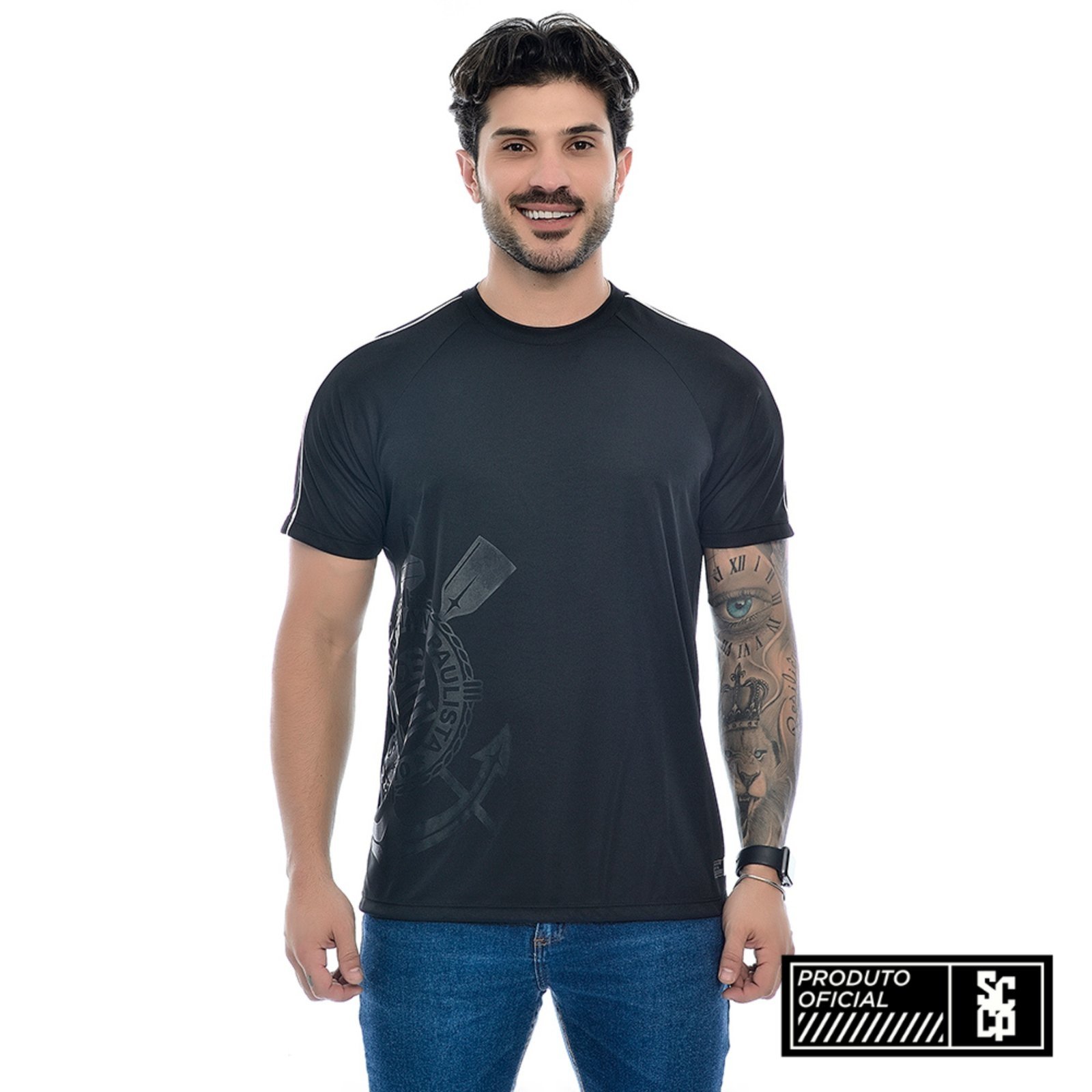 Camisa Corinthians Oficial Licenciada Masculina All Black Preto Empório Alex