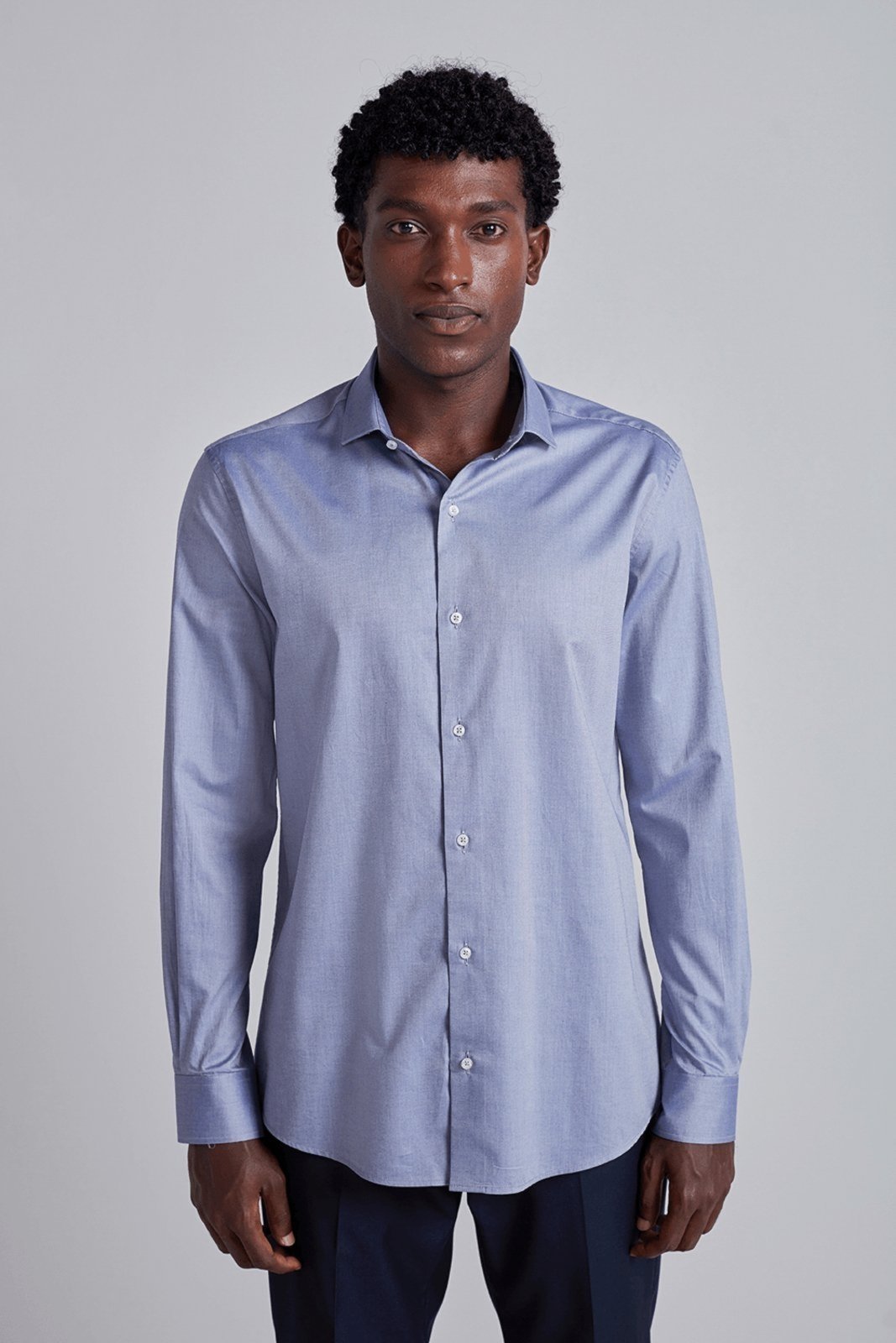 HIGHSTIL Camisa Social Algodão Pima Slim Fit - Azul Marinho