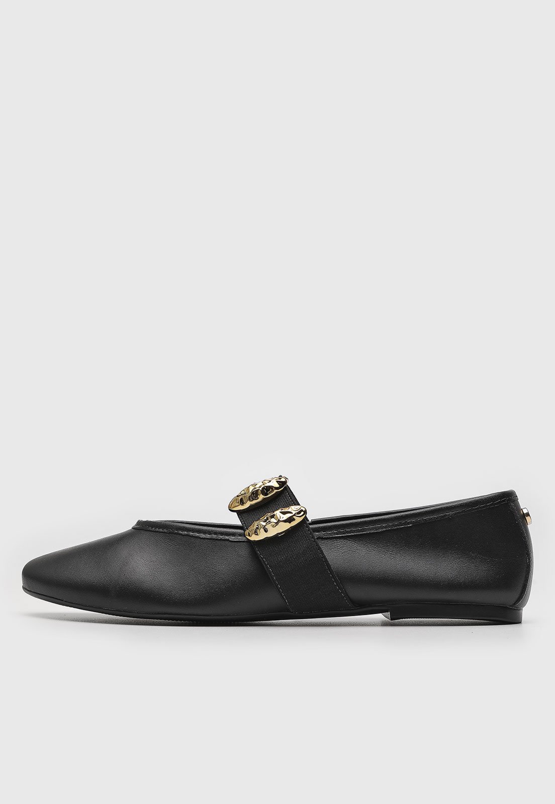 Vista 2 Sapatilha Jorge Bischoff Tira com detalhe dourado Preta preto preto