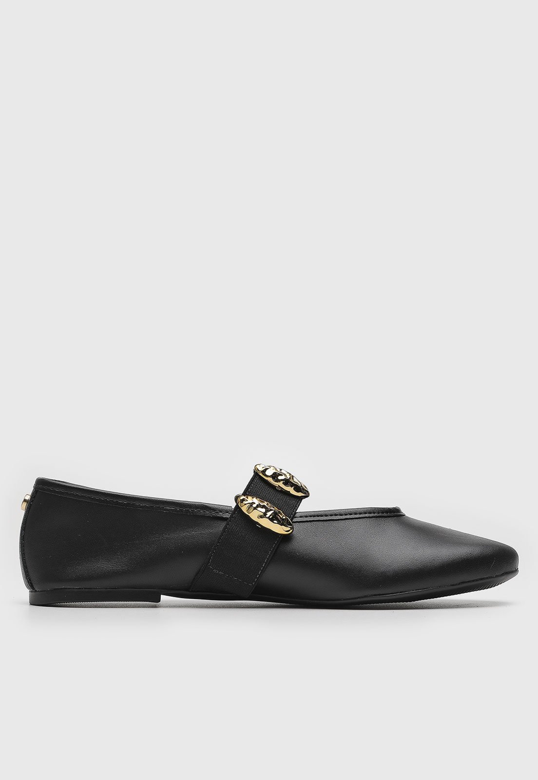 Vista 3 Sapatilha Jorge Bischoff Tira com detalhe dourado Preta preto preto