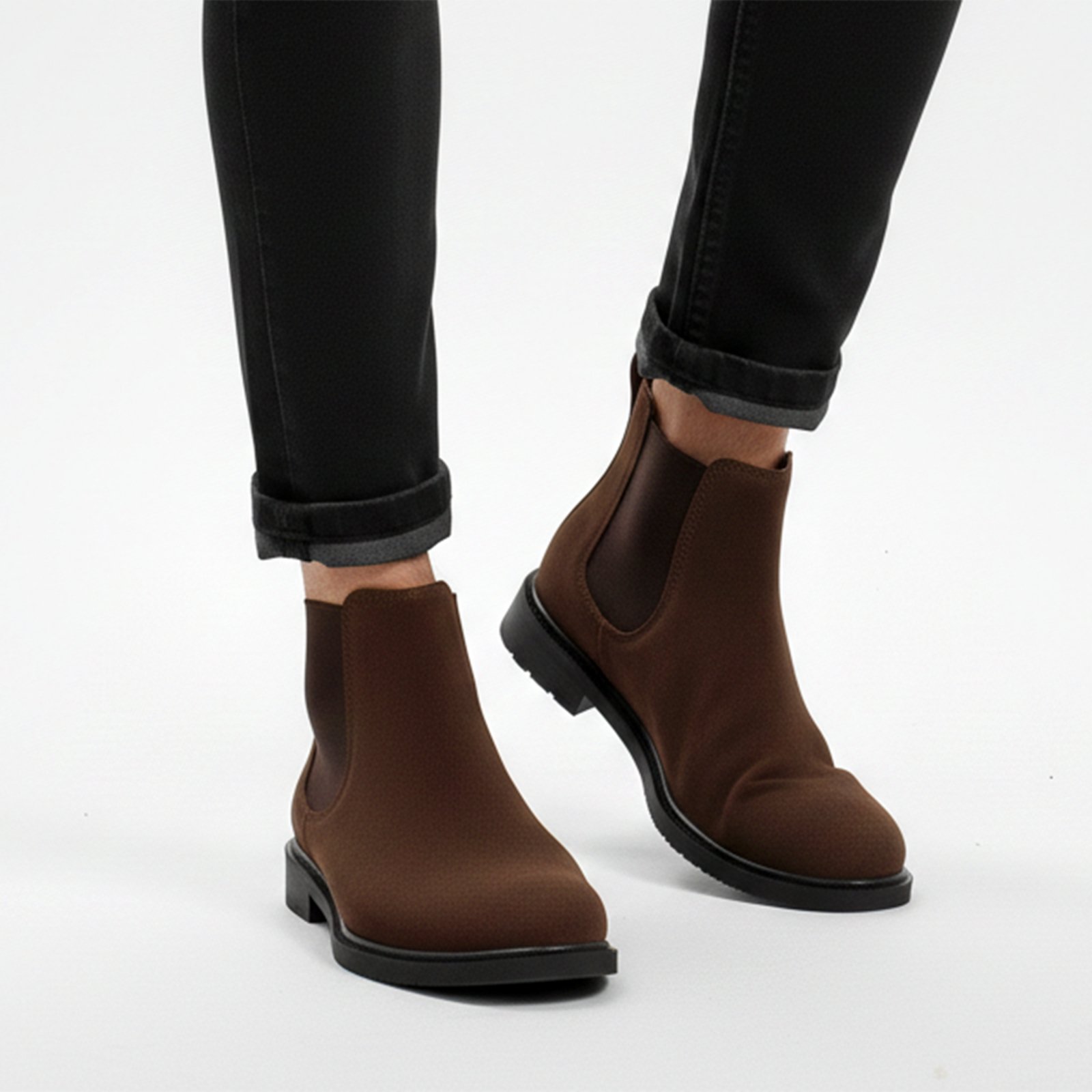 Bota Masculina Sartre Botina Chelsea Tratorada Elástico Moderna Conforto Sola Resistente Antiderrapante Marrom