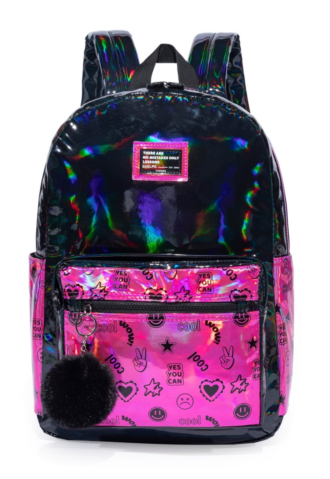 Vista 2 Infantil - Mochila Guelph Espaçosa Feminina Escolar preto/rosa GUELPH preto/rosa