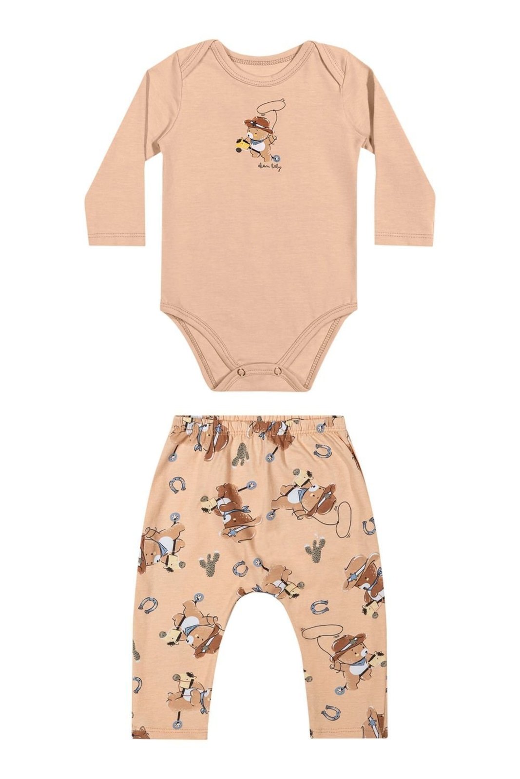 Infantil - Conjunto Menino Bichinhos Estampado Elian Bege