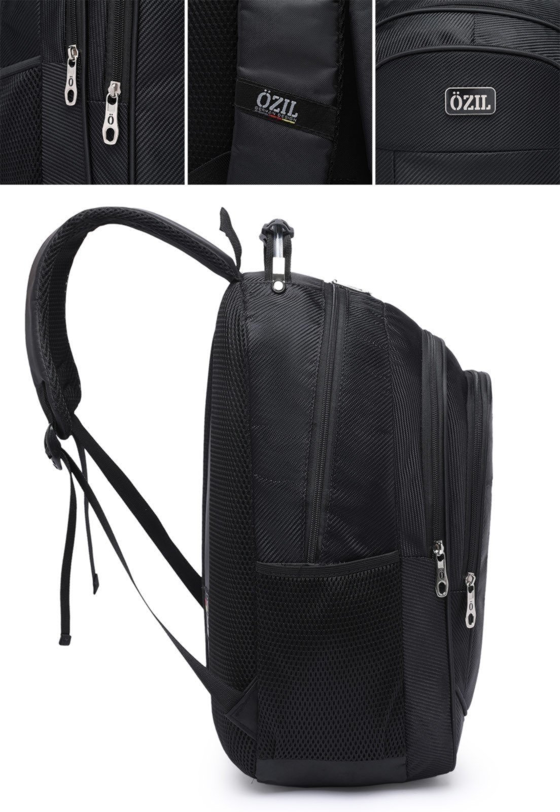 Vista 3 Mochila Trabalho Notebook Resistente Bolsa Executiva Espaçosa Ozil preto Ozil preto