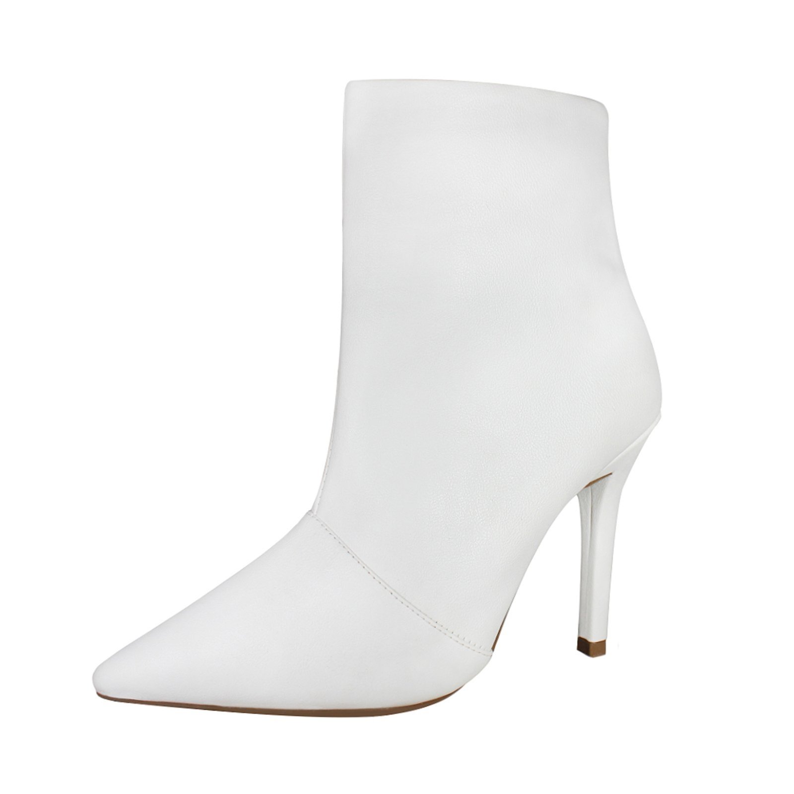 Bota Salto Alto Fino 10 cm Cano Curto Bico Fino Luiza Sobreira Branca Mod. 2255