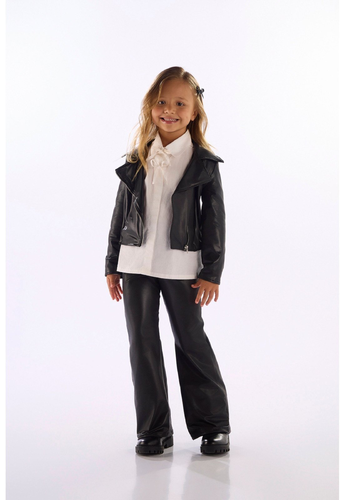 Infantil - Jaqueta Feminina em Cirrê Quimby Preto