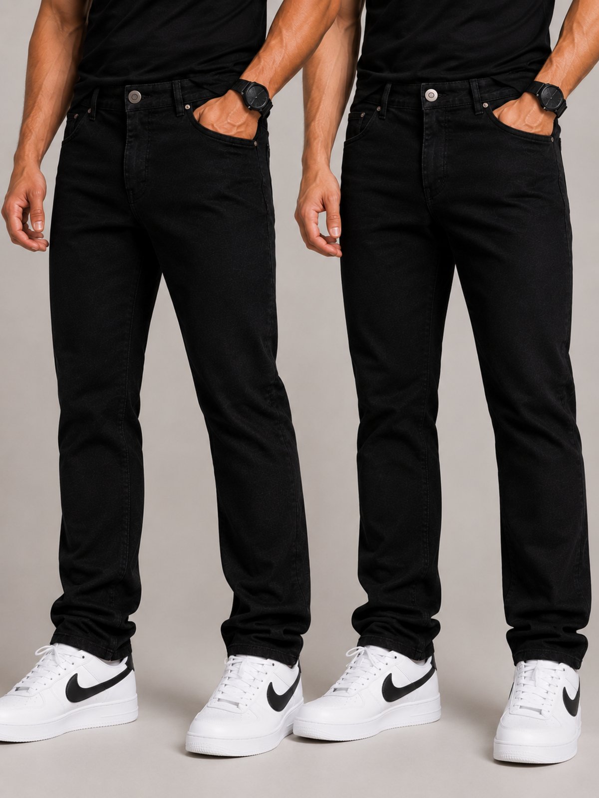 Kit 2 Calças Jeans Masculinas Preta Slim Fit Tex Jeans Conforto Premium
