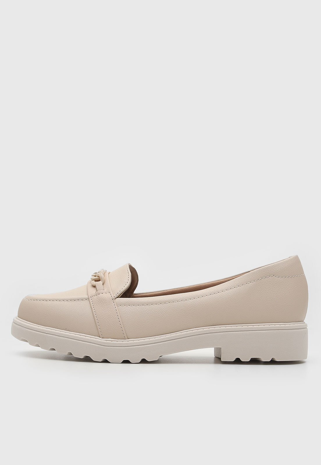 Mocassim Tratorado Modare Aplicação Off-White