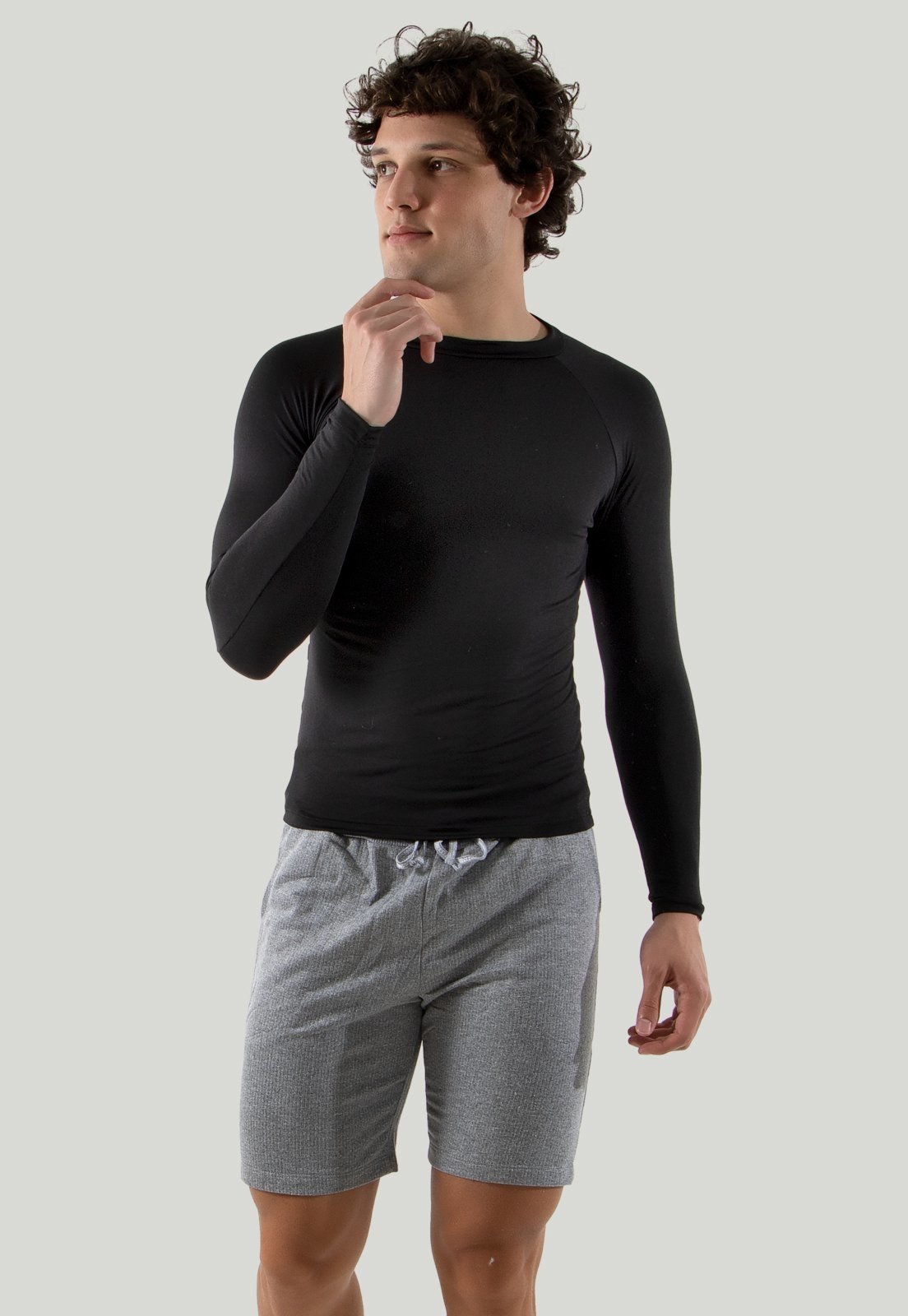 Vista 3 Camisa Térmica Rioutlet Segunda Pele Masculina Preta preto Rioutlet preto
