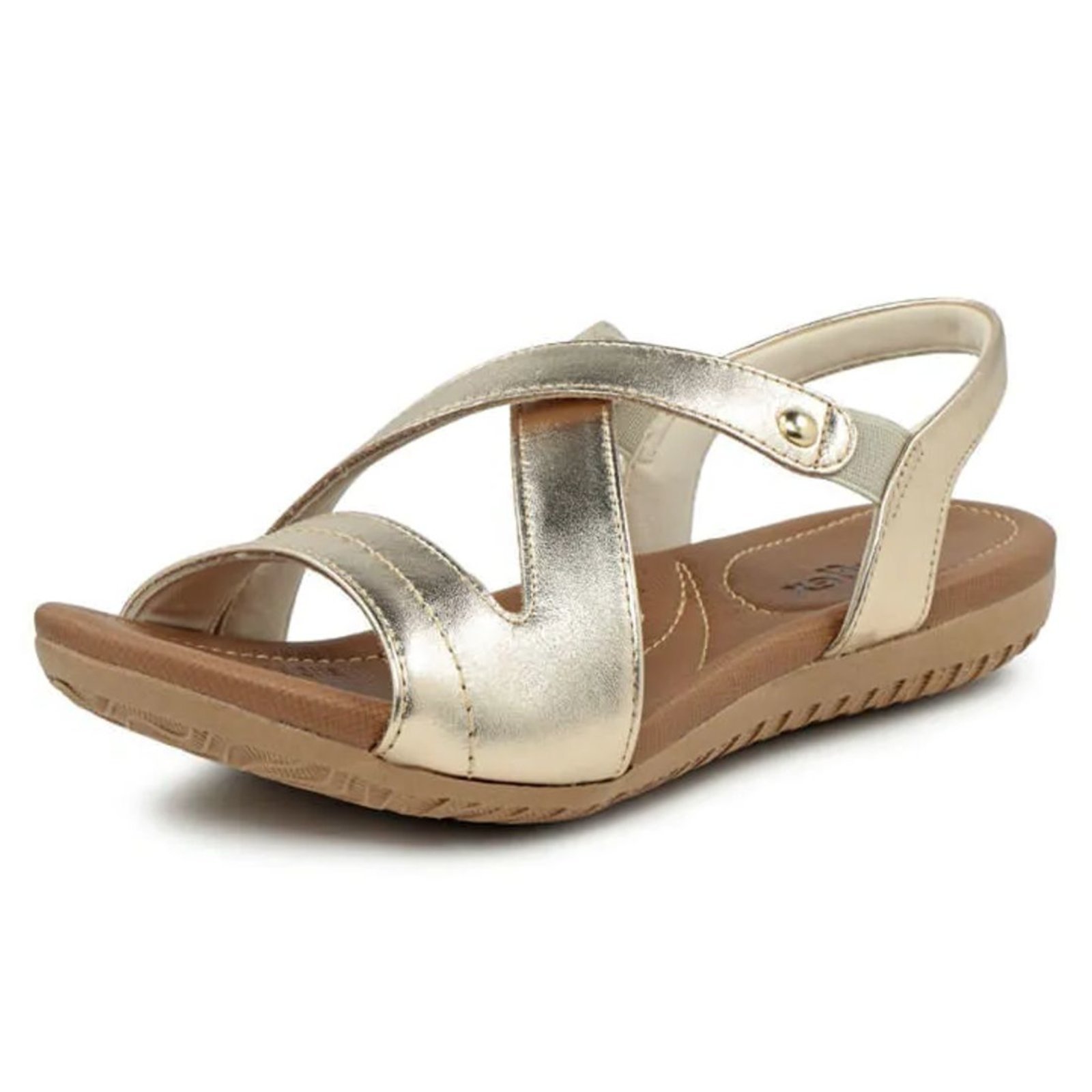 Sandalia Feminina Elástico Conforto Casual Couro Usaflex
