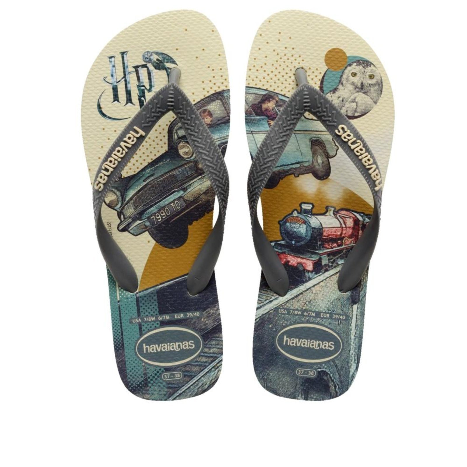 Chinelo Masculino Havaianas Harry Potter Palha/Cinza Incolor