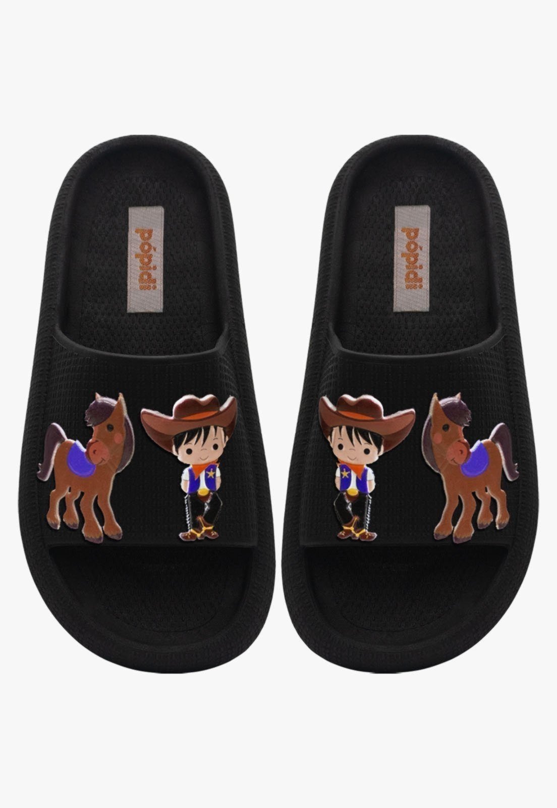 Infantil - Chinelo Nuvem Masculino Pópidi Slide Cowboy Preto