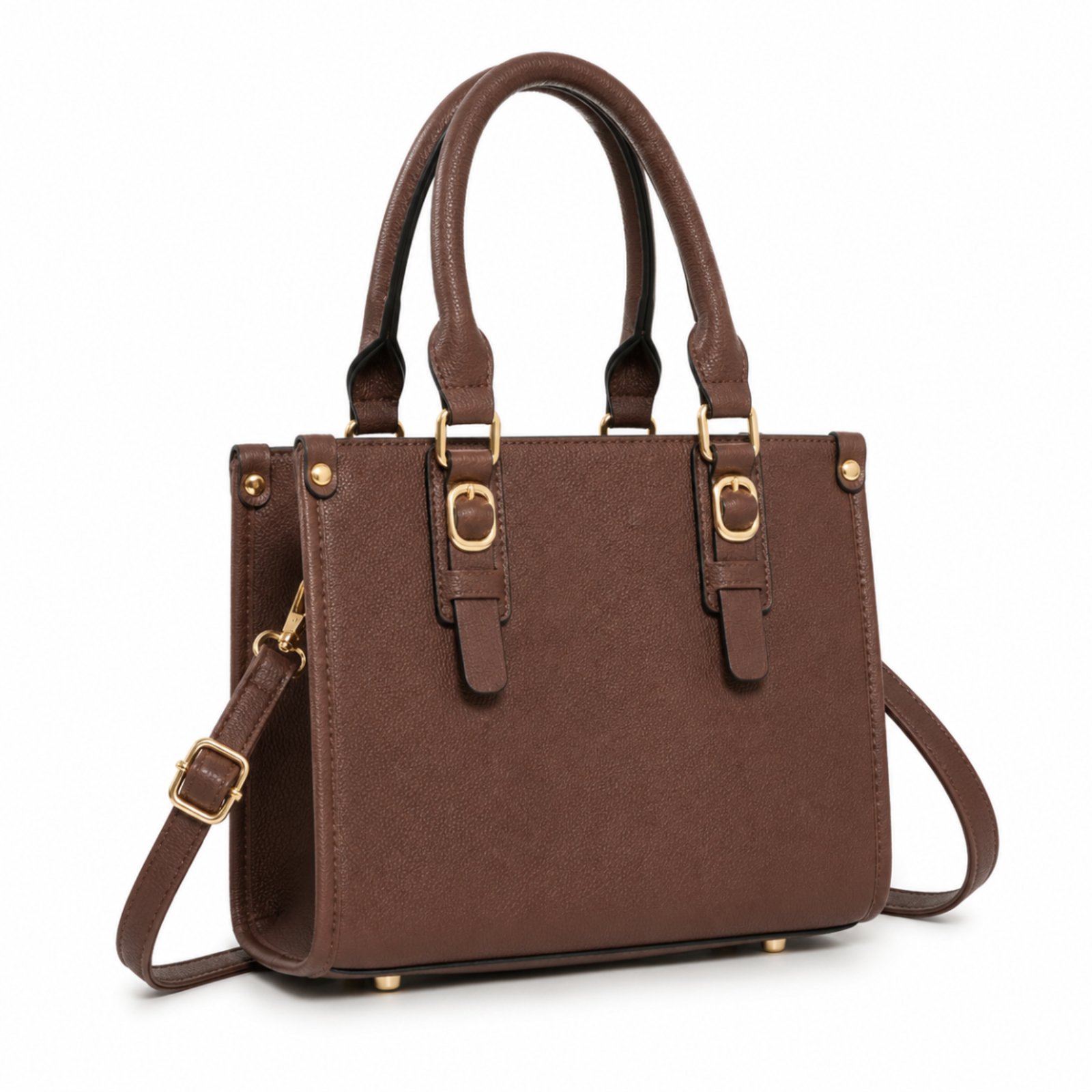 Bolsa Transversal Couro Alça De Mão Pequena Feminina Compacta Moderna Casual Delicada - Café