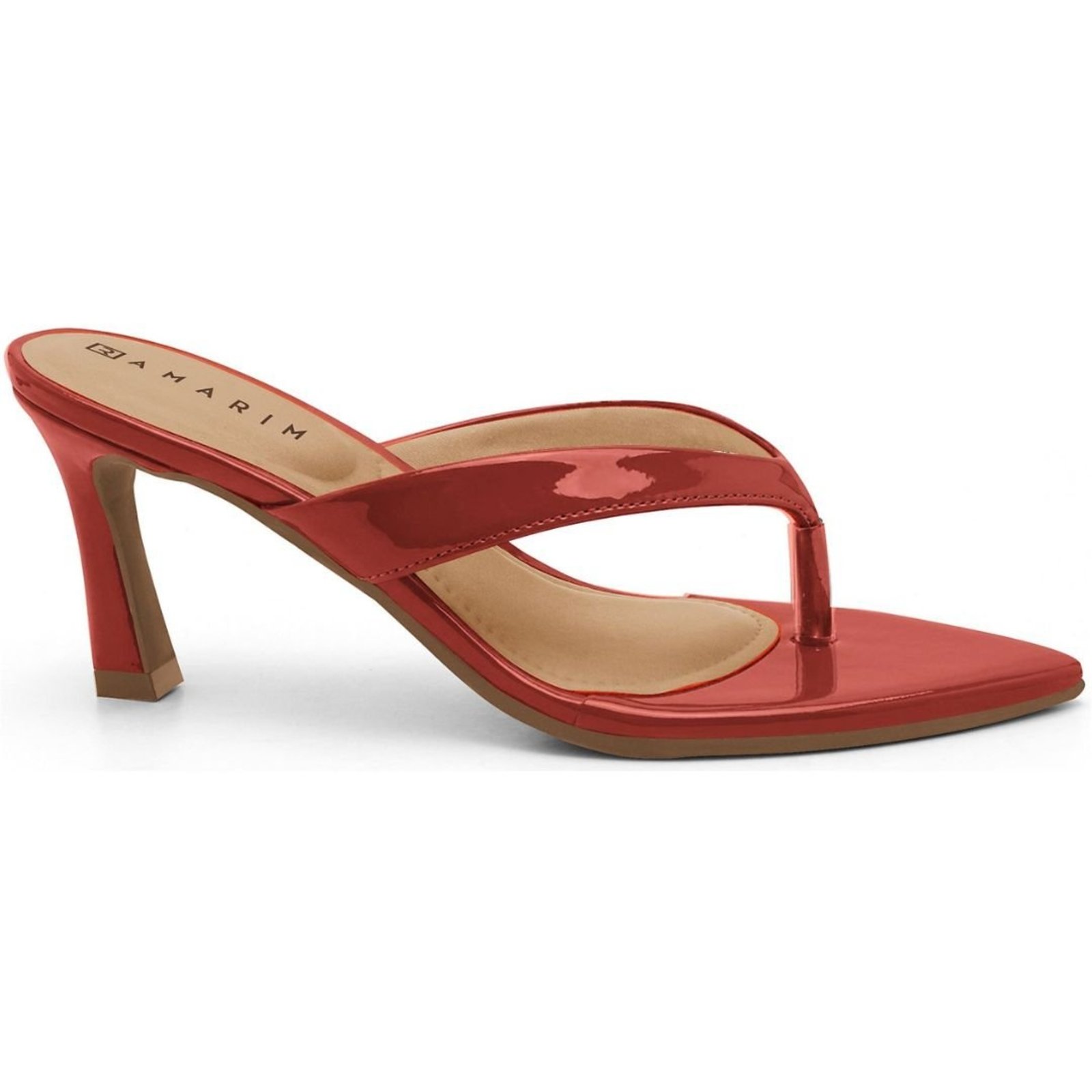 Tamanco Feminino Fino de Dedo Verniz Ramarim 2625205 -Chilli