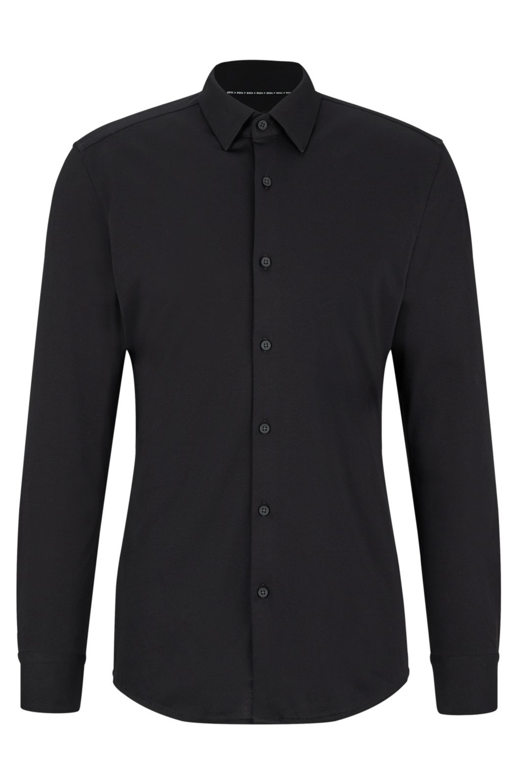 Vista 2 Camisa Slim Fit Em Jersey De Algodão De Performance Misto Com Stretch preto preto