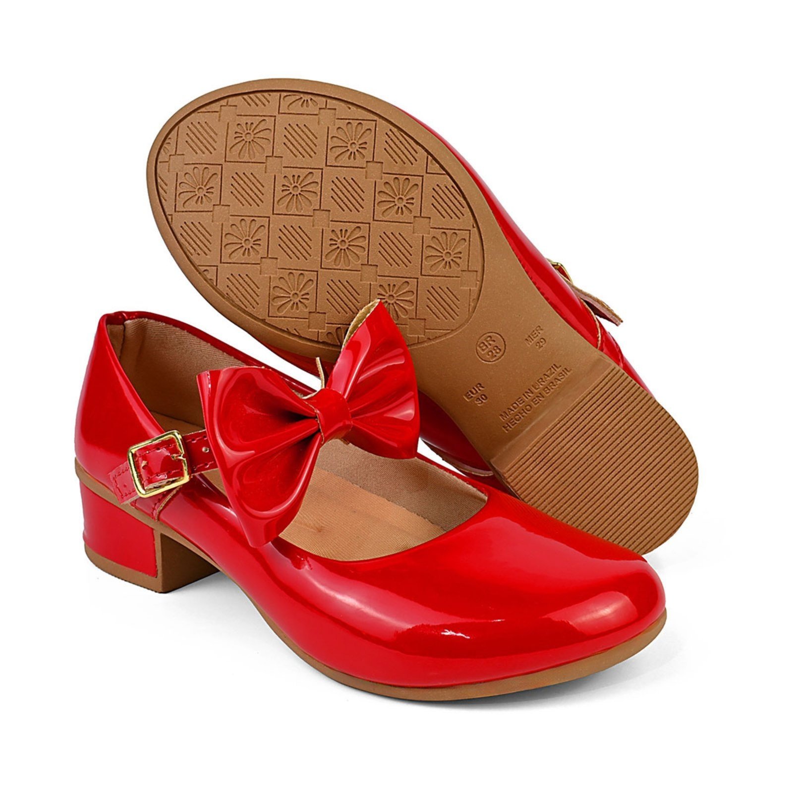 Infantil - Sapatilha Com Salto De Menina Boneca Feminina 101 - VERMELHO 505