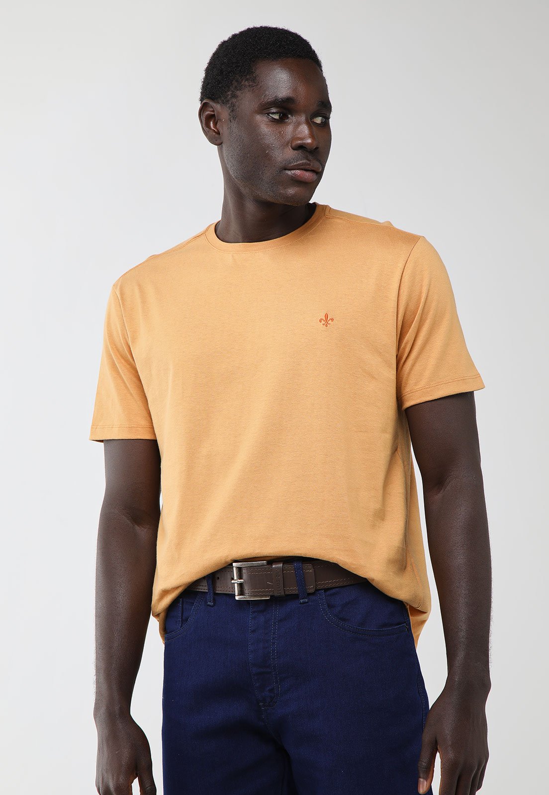Camiseta Masculina Dudalina Bordado Laranja