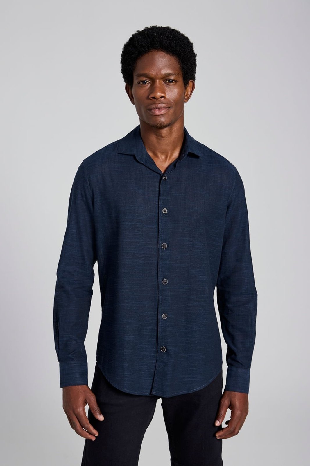 HIGHSTIL Camisa Linen Blend Slim Fit - Azul Marinho