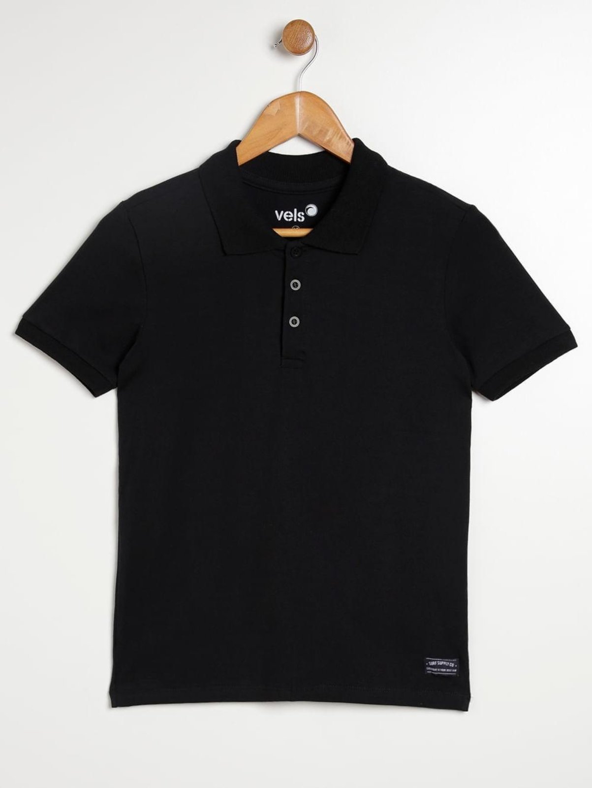 Vista 2 Infantil - Polo Vels Juvenil Para Menino preto Vels preto