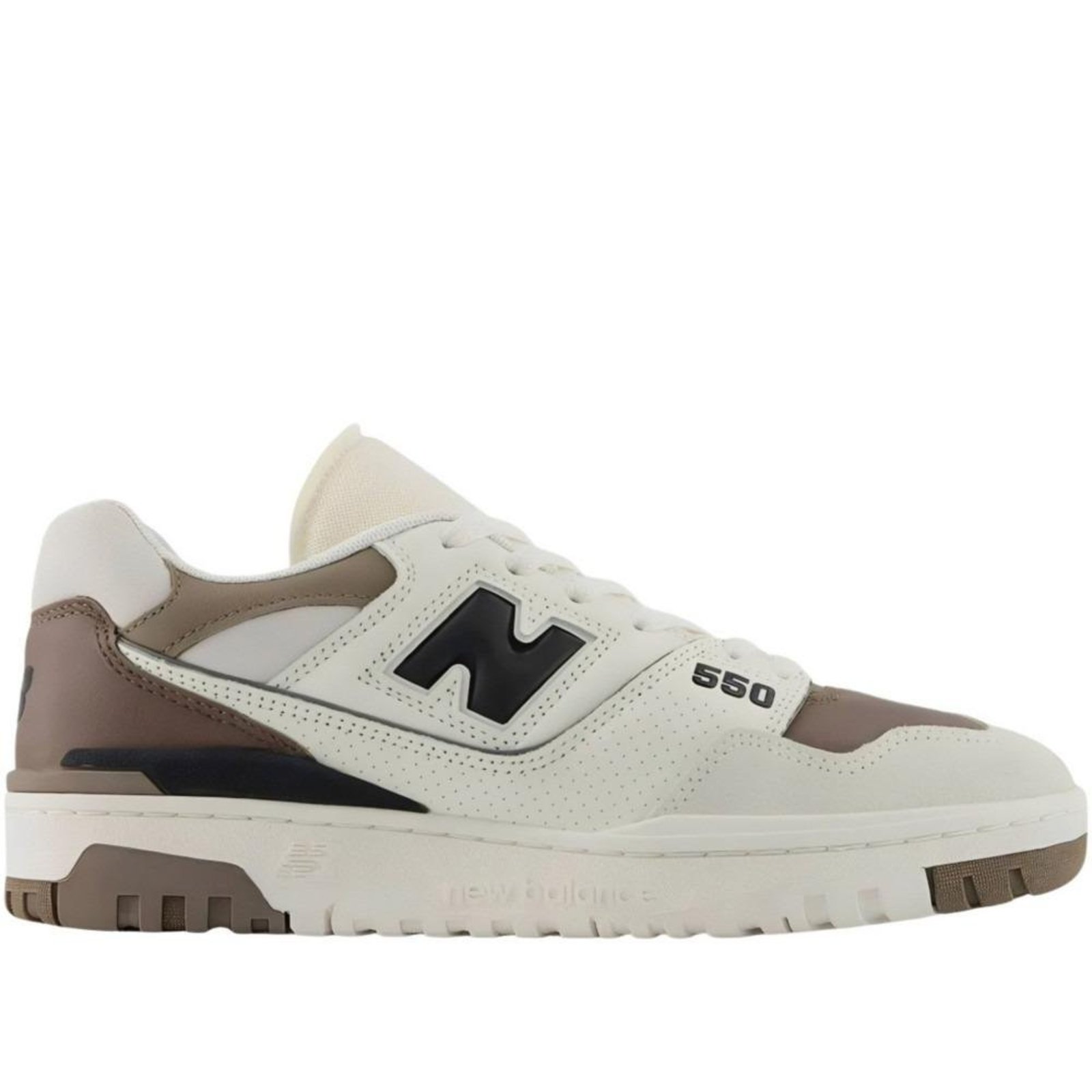 Tênis Masculino Casual New Balance em Couro 550. Branco/Marrom Incolor