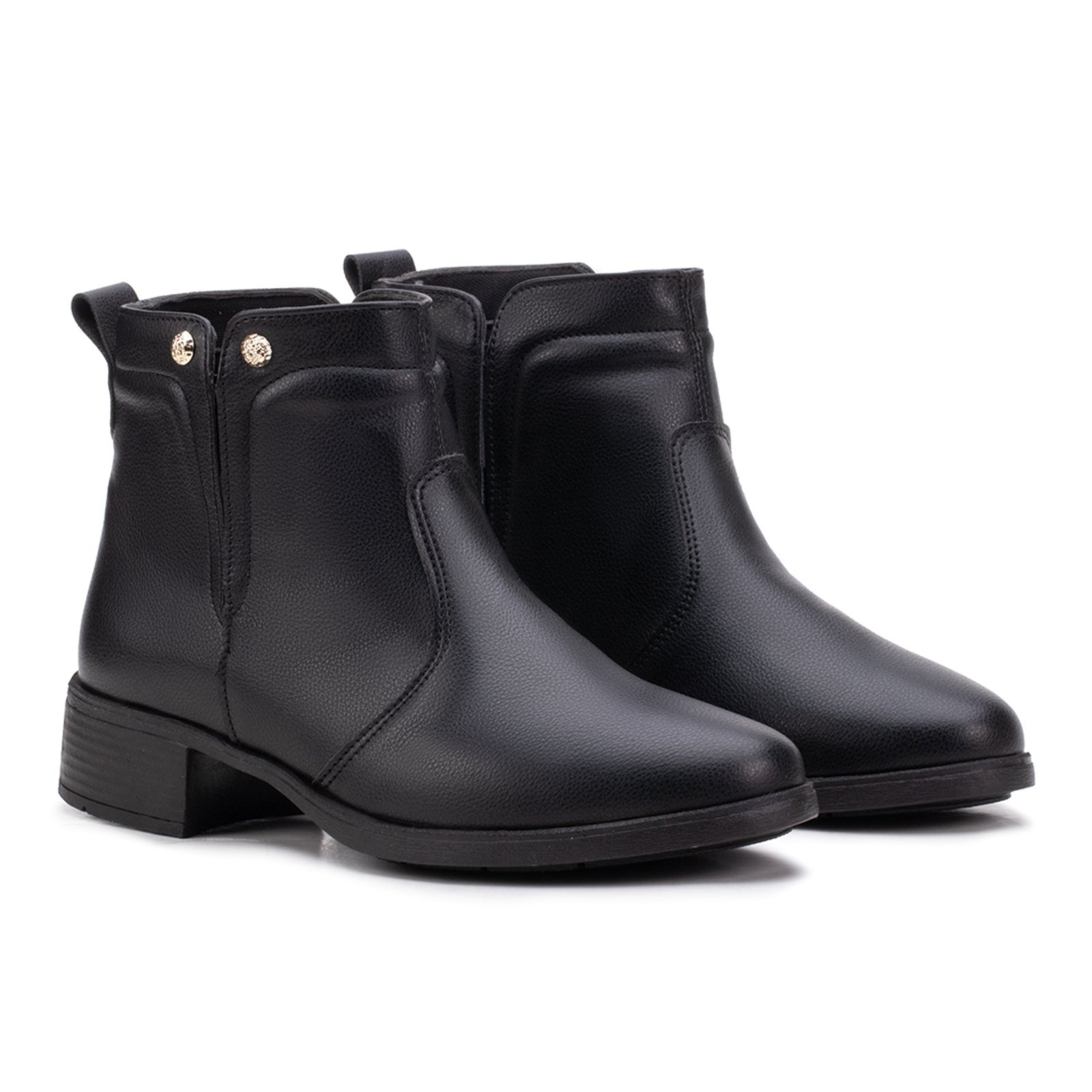 Bota Cano Curto Feminina Calce Fácil Montaria Preto Estilo Shoes
