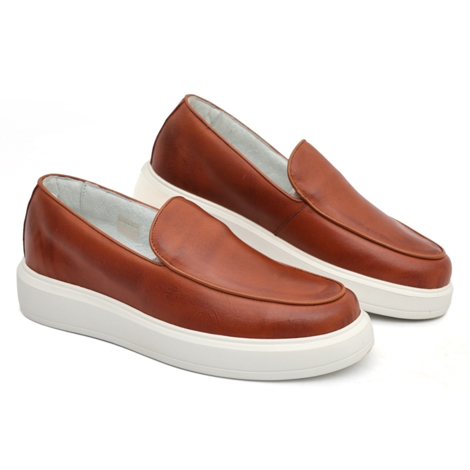 Sapato Loafer Mocassim Premium Mr Light Couro Nobre Confort Sola Alta Marrom Claro