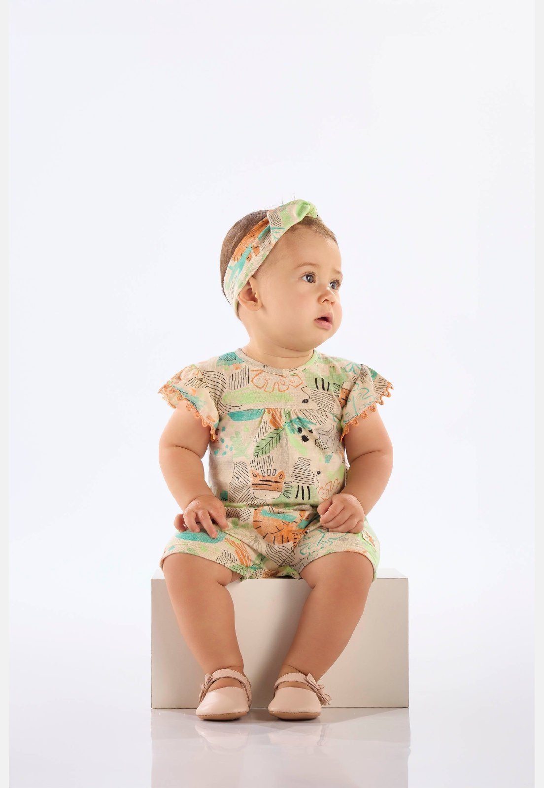 Infantil - Macaquinho com Faixa Cabelo para Up Baby Bege