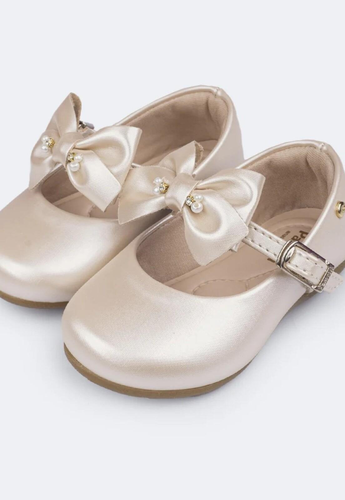 Vista 2 Infantil - Sapato Pampili Angel Perolada com Laço Removível PKT nude PKT nude