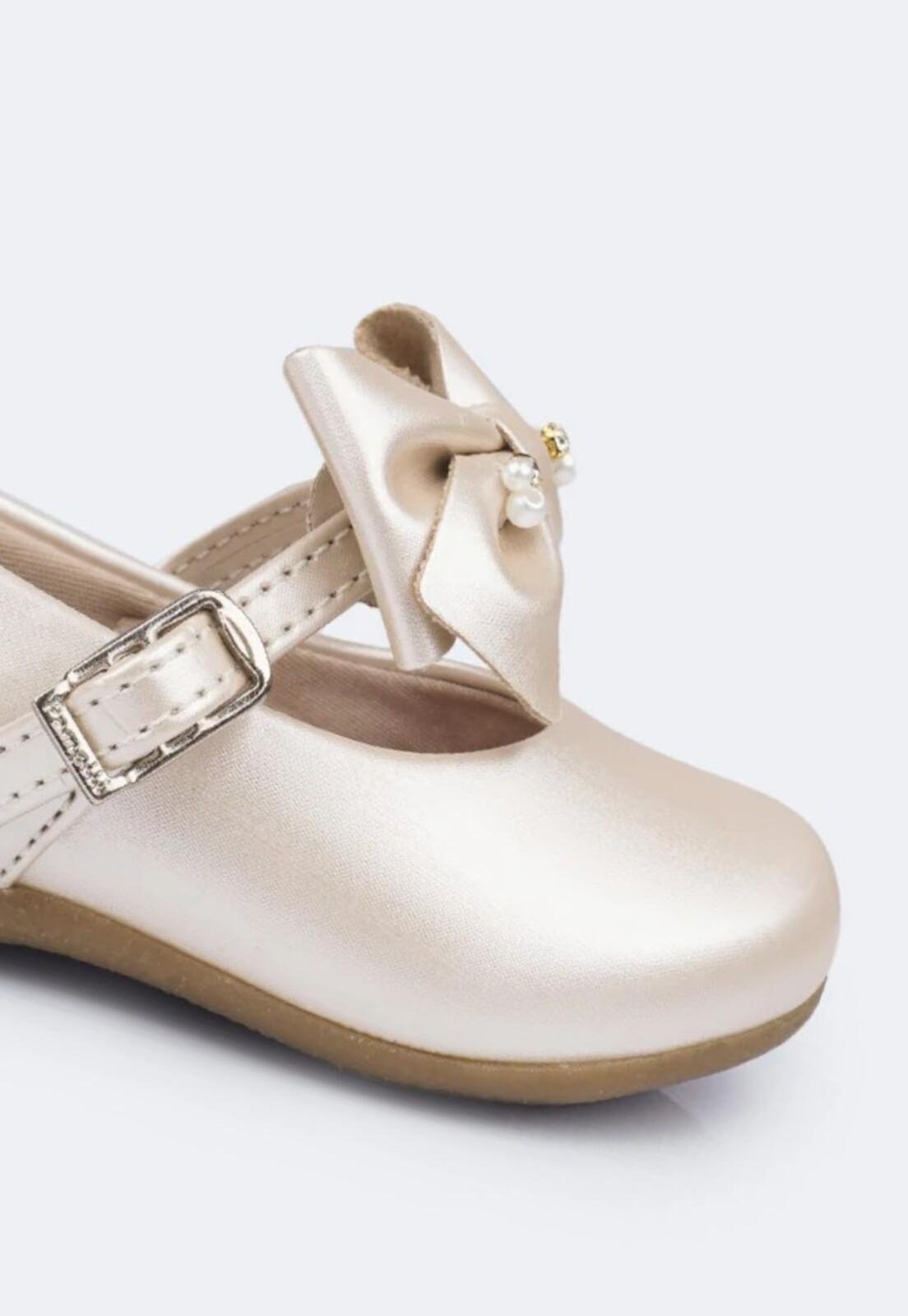 Vista 3 Infantil - Sapato Pampili Angel Perolada com Laço Removível PKT nude PKT nude