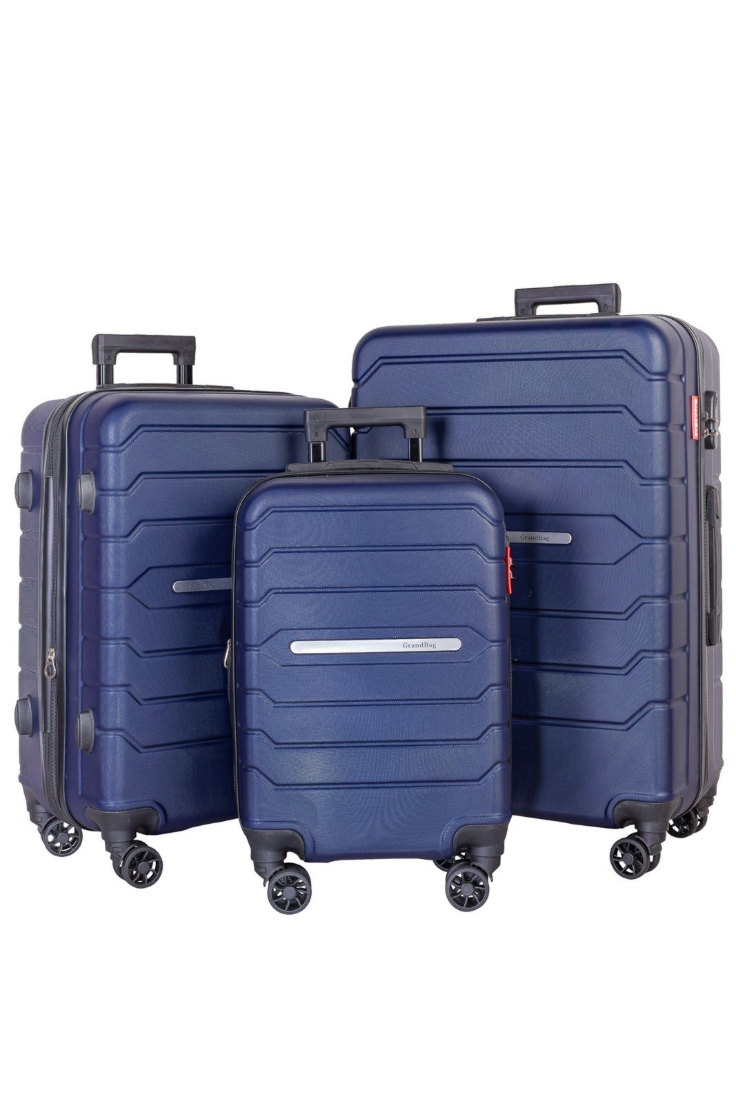 Vista 2 Kit Enluaze 3 Malas De Viagem Abs 20" 24"" 28"" Arizona - Azul Marinho" vermelho azul Enluaze vermelho azul