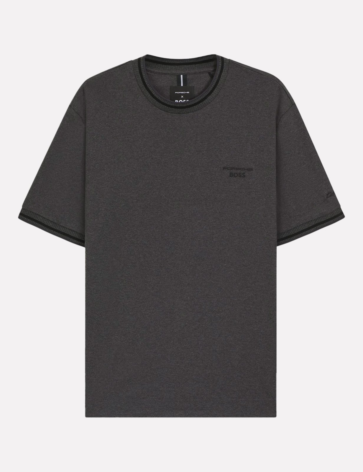 Vista 3 Camiseta Hugo Boss x Porsche Masculina Regular Fit C-Taut 197 Chumbo cinza Hugo Boss cinza