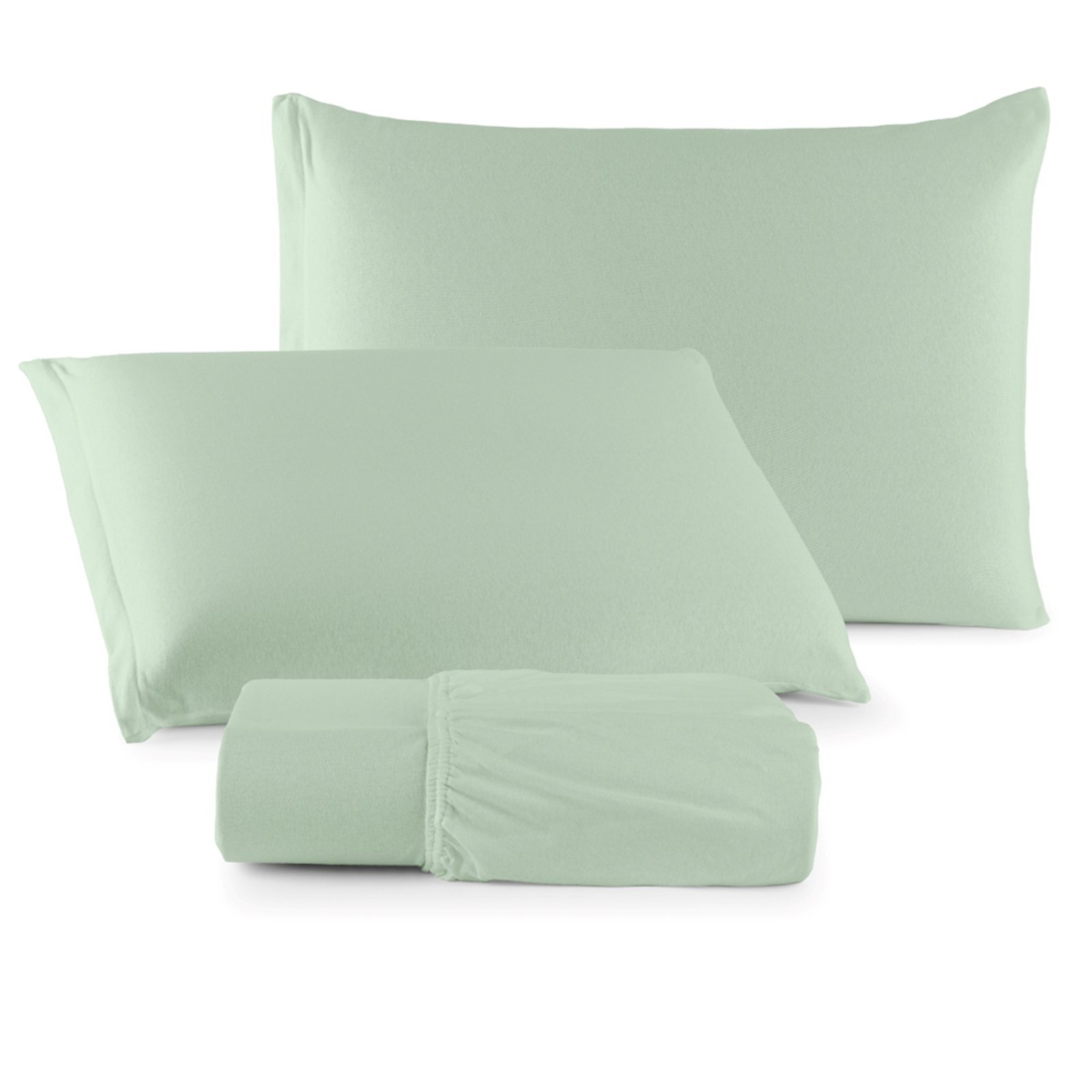 Jogo Cama Lençol Casa Scarpa Sonnet King Malha Lisa Algodão Macio 3 Peças - Verde Claro