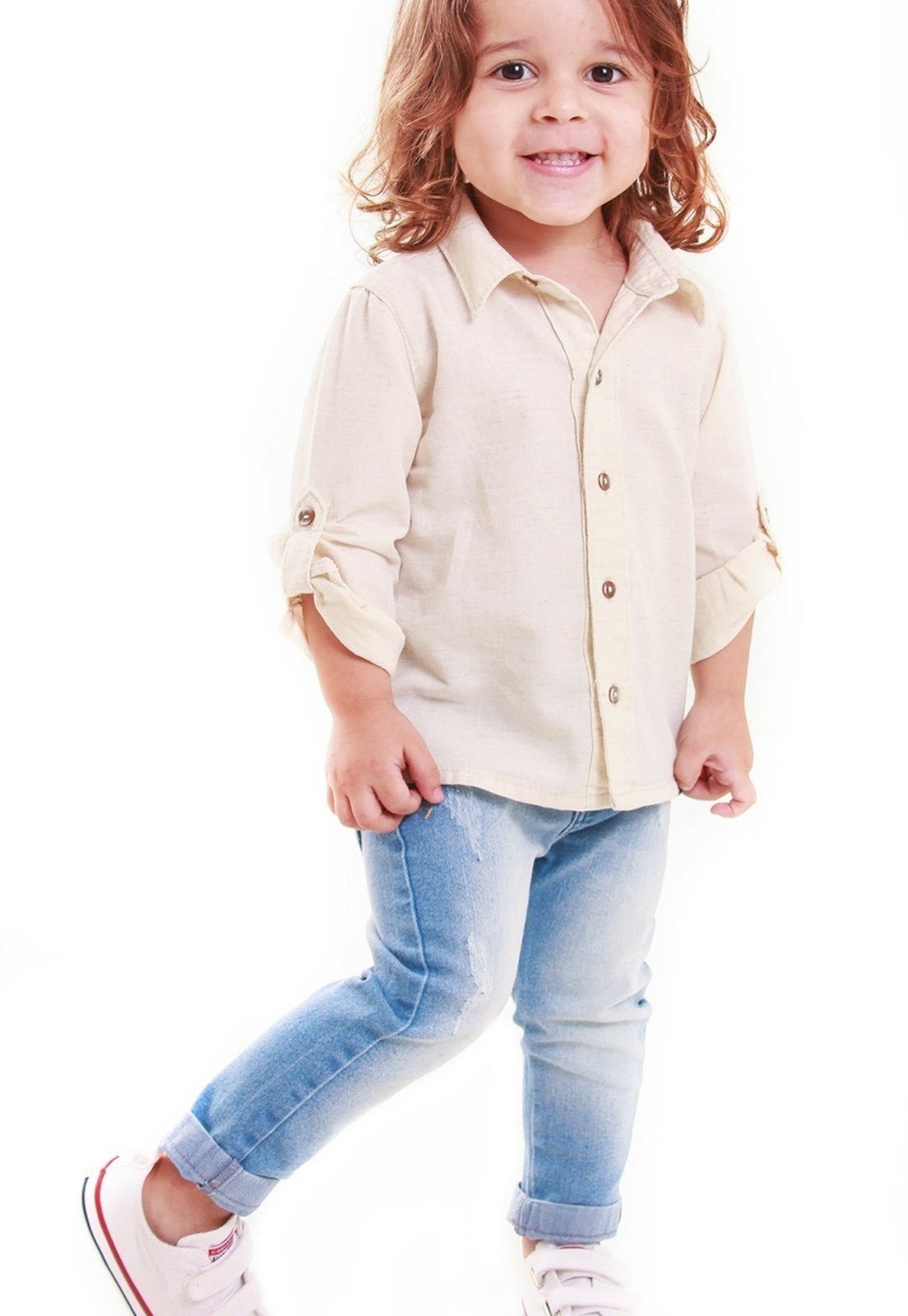 Infantil - Camisa Masculina Linho Manga Longa