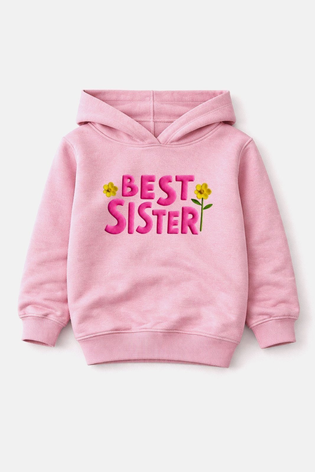 Vista 2 Infantil - Blusão Moletom Peluciado Best Sister Babei no Look rosa Babei no Look rosa