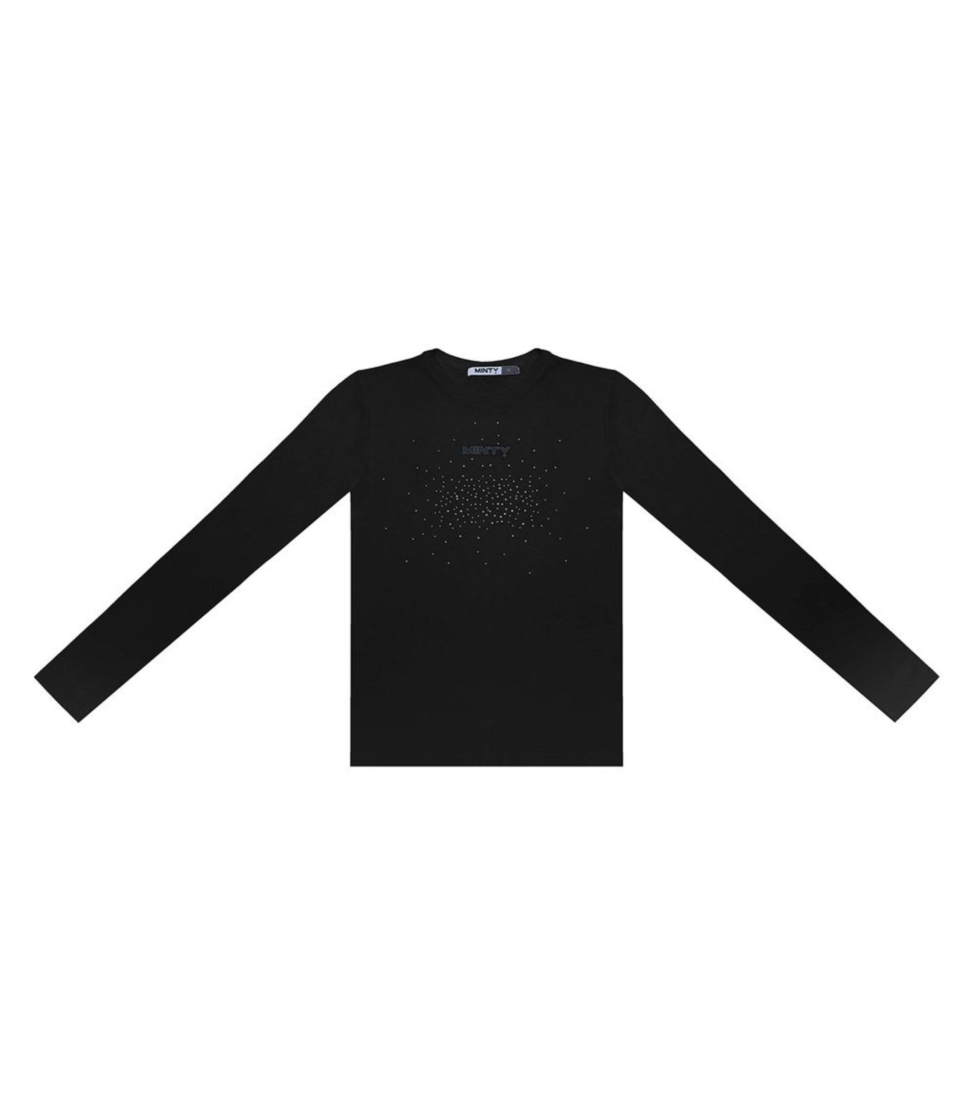 Infantil – Blusa Juvenil Com Strass Manga Longa Minty Preto