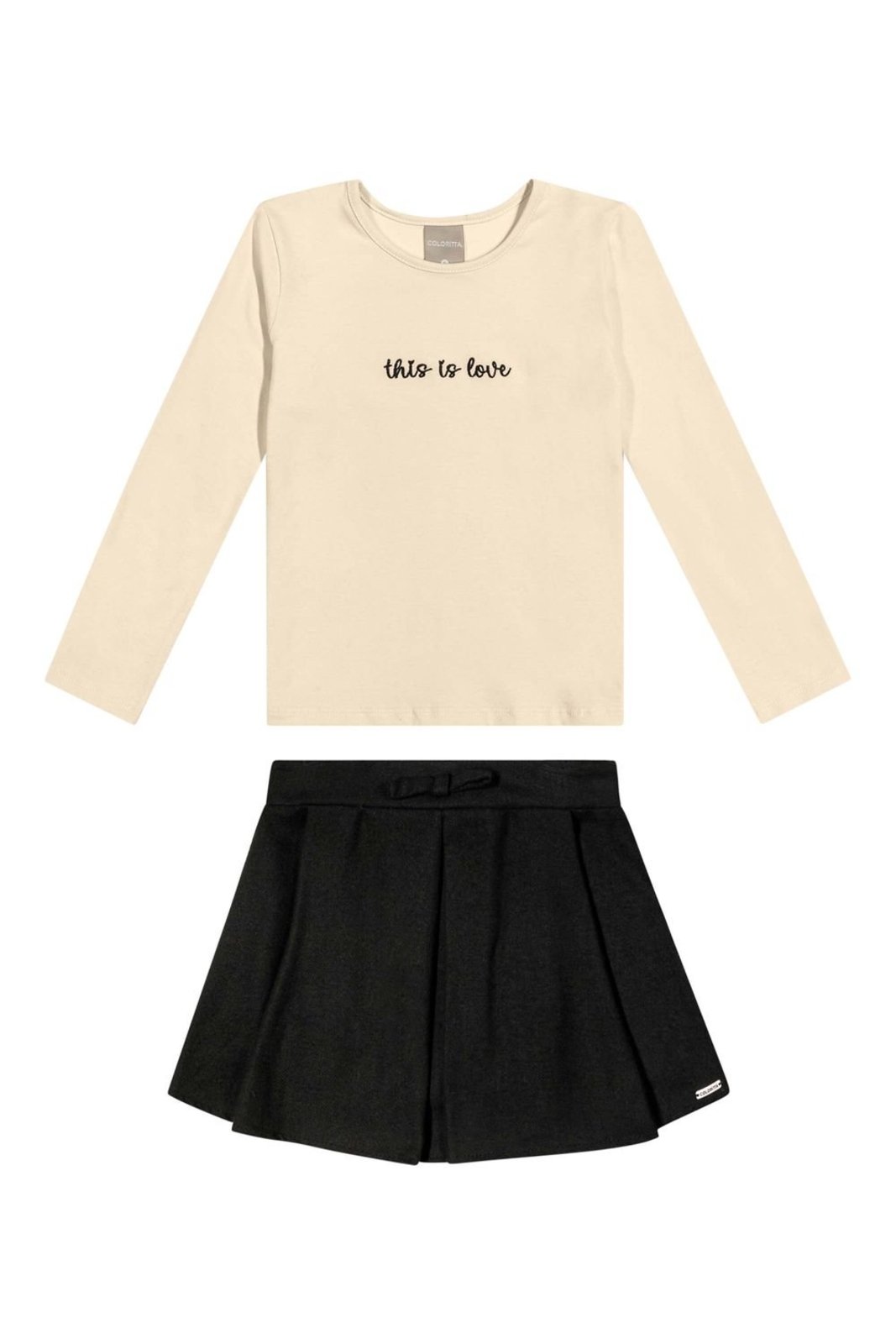Infantil - Conjunto Menina Com Saia Pregas Colorittá Bege