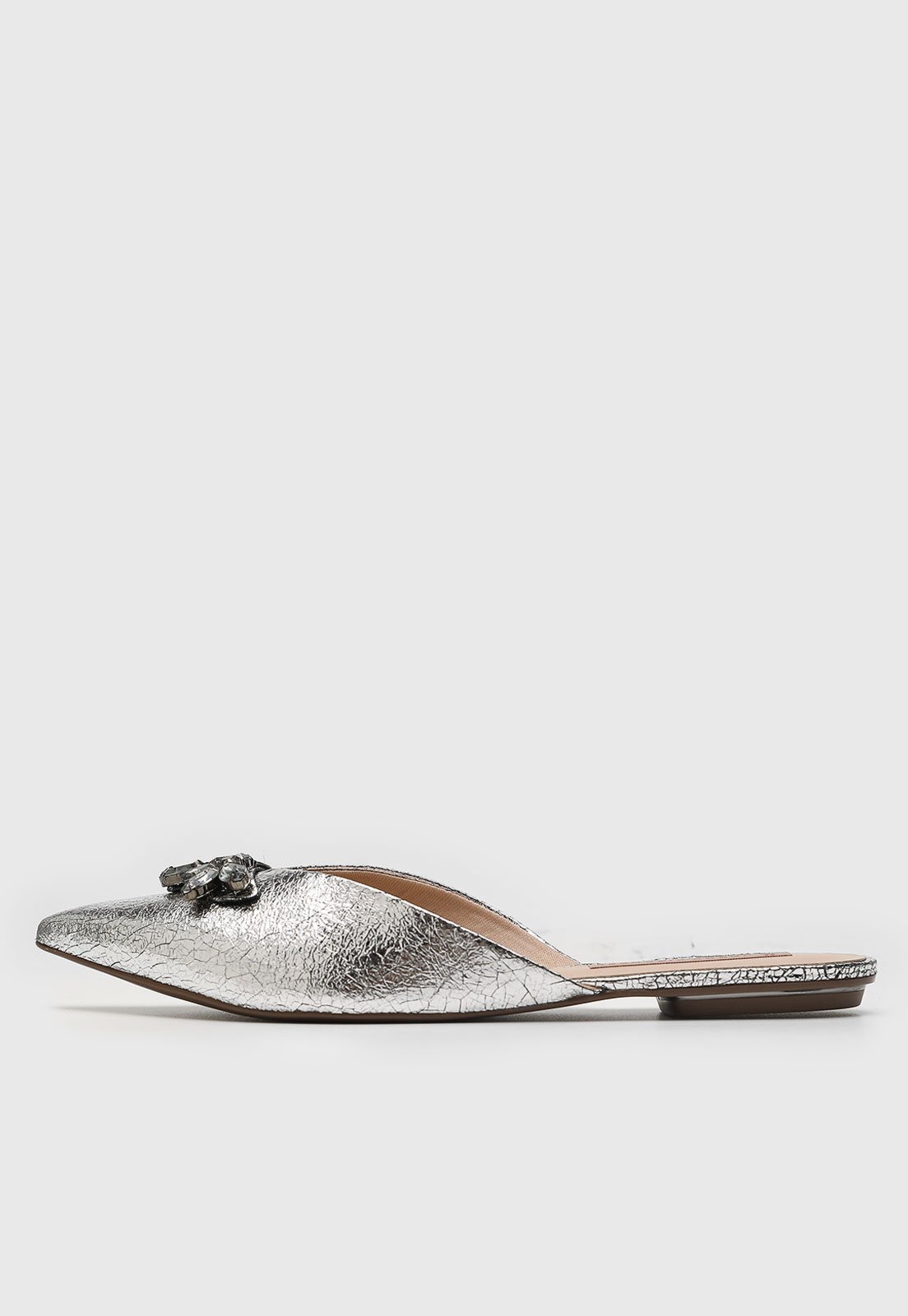 Sapatilha Mule Jorge Bischoff Pedraria Prata