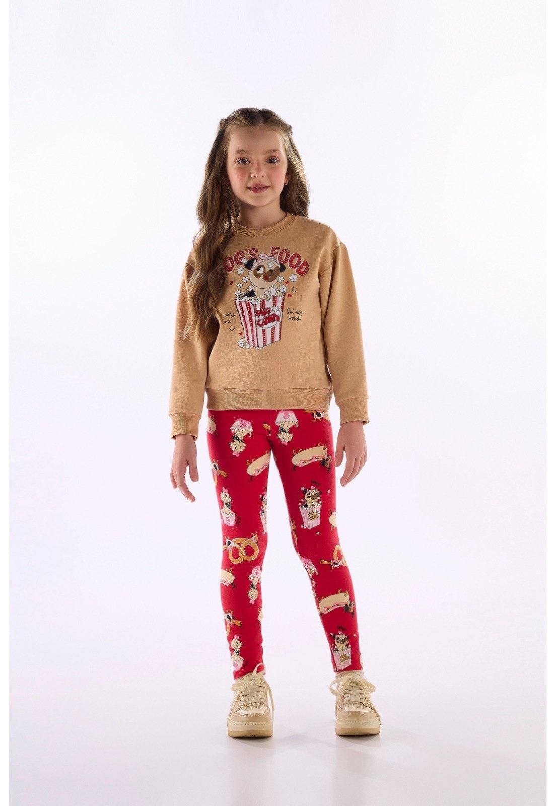 Infantil - Conjunto Dog's Food Blusão Legging Quimby Azul Rosa